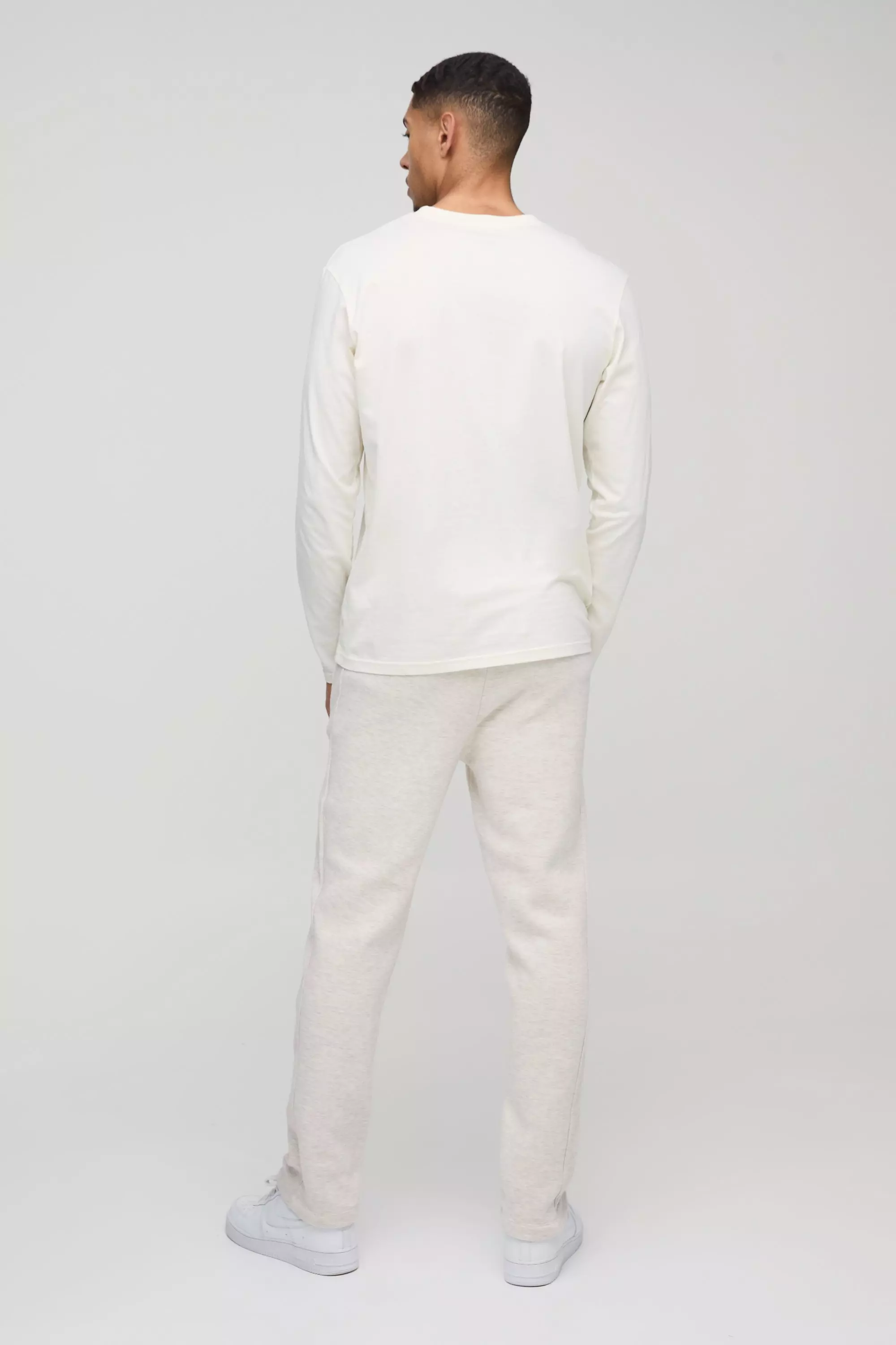 Ecru marl Slim Fit Rib Detail Joggers  alternative image