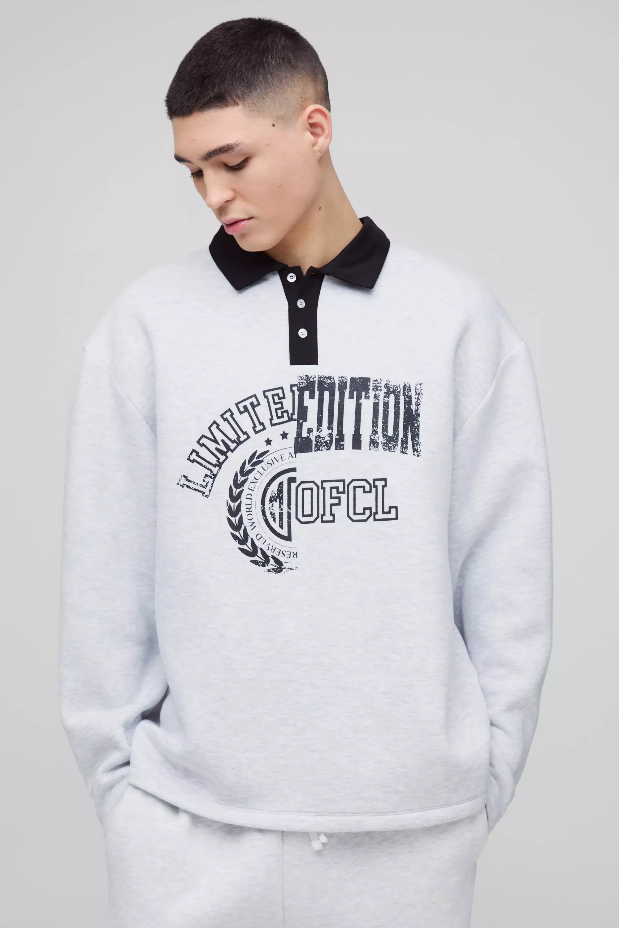 Grey Oversized Limited Edition Graphic Rugby Polo alternative image