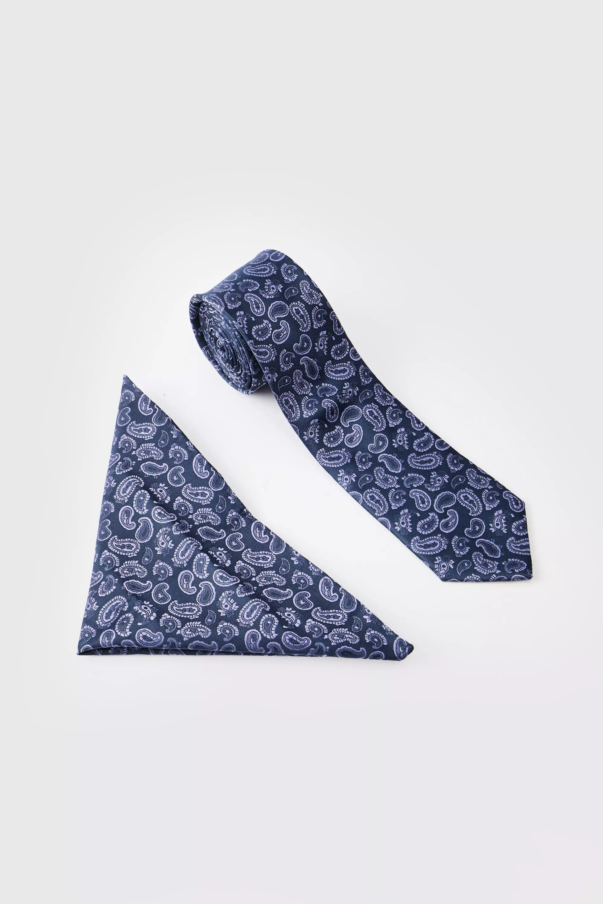 Blue Paisley Satin Tie & Pocket Square alternative image