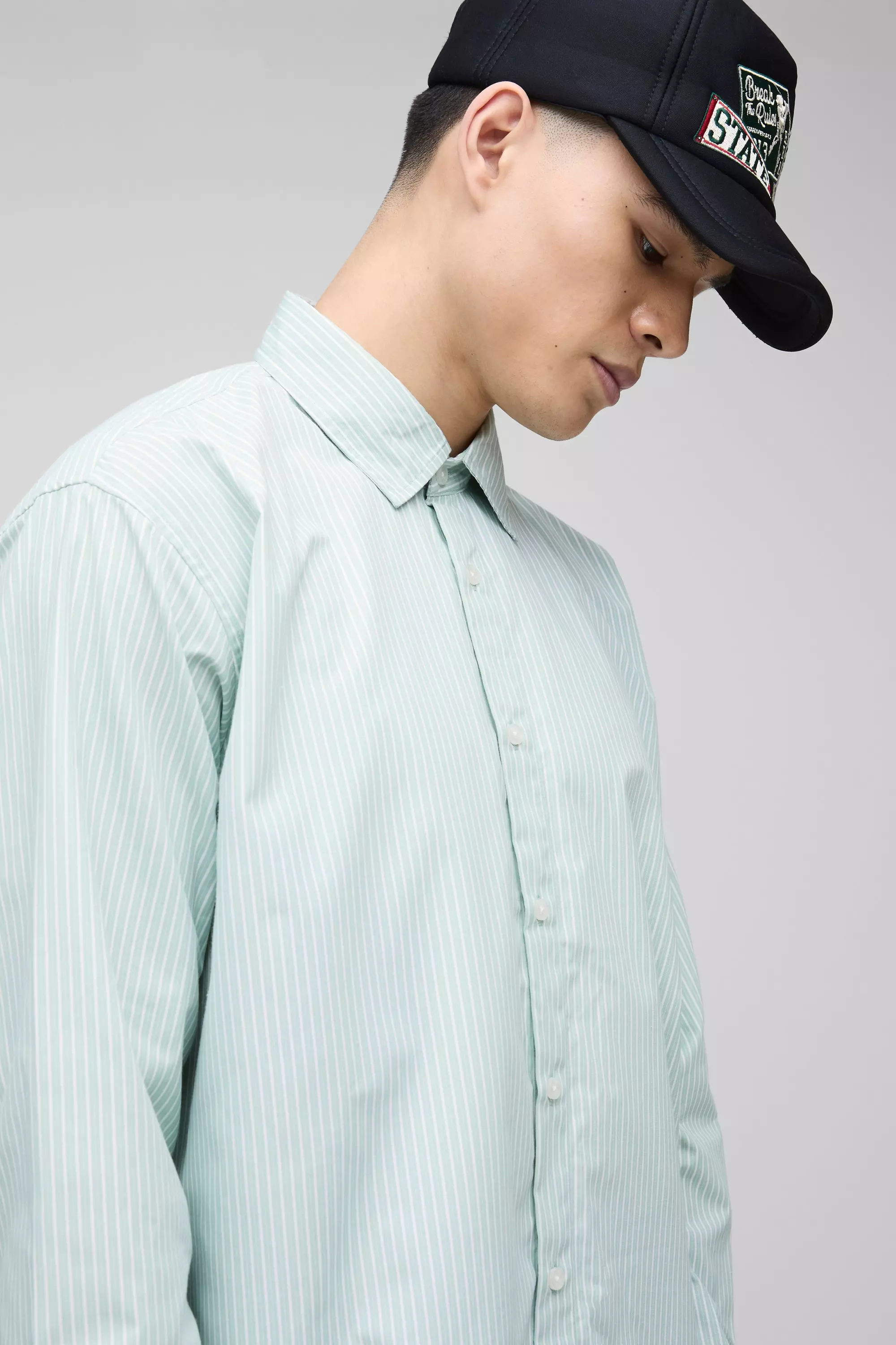 Green Super Oversized Long Sleeve Stripe Shirt alternative image