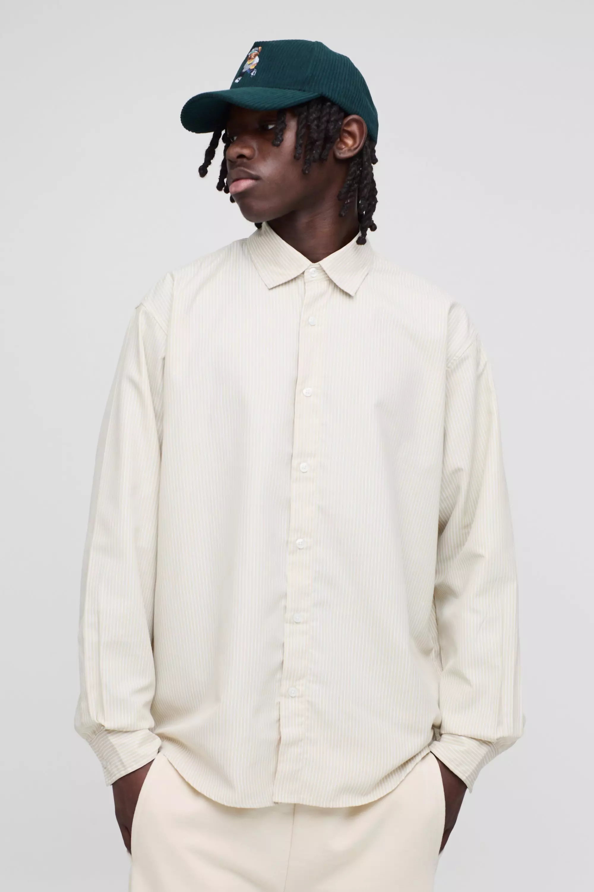 Camicia Super Oversize A Maniche Lunghe A Righe, Stone immagine alternativa