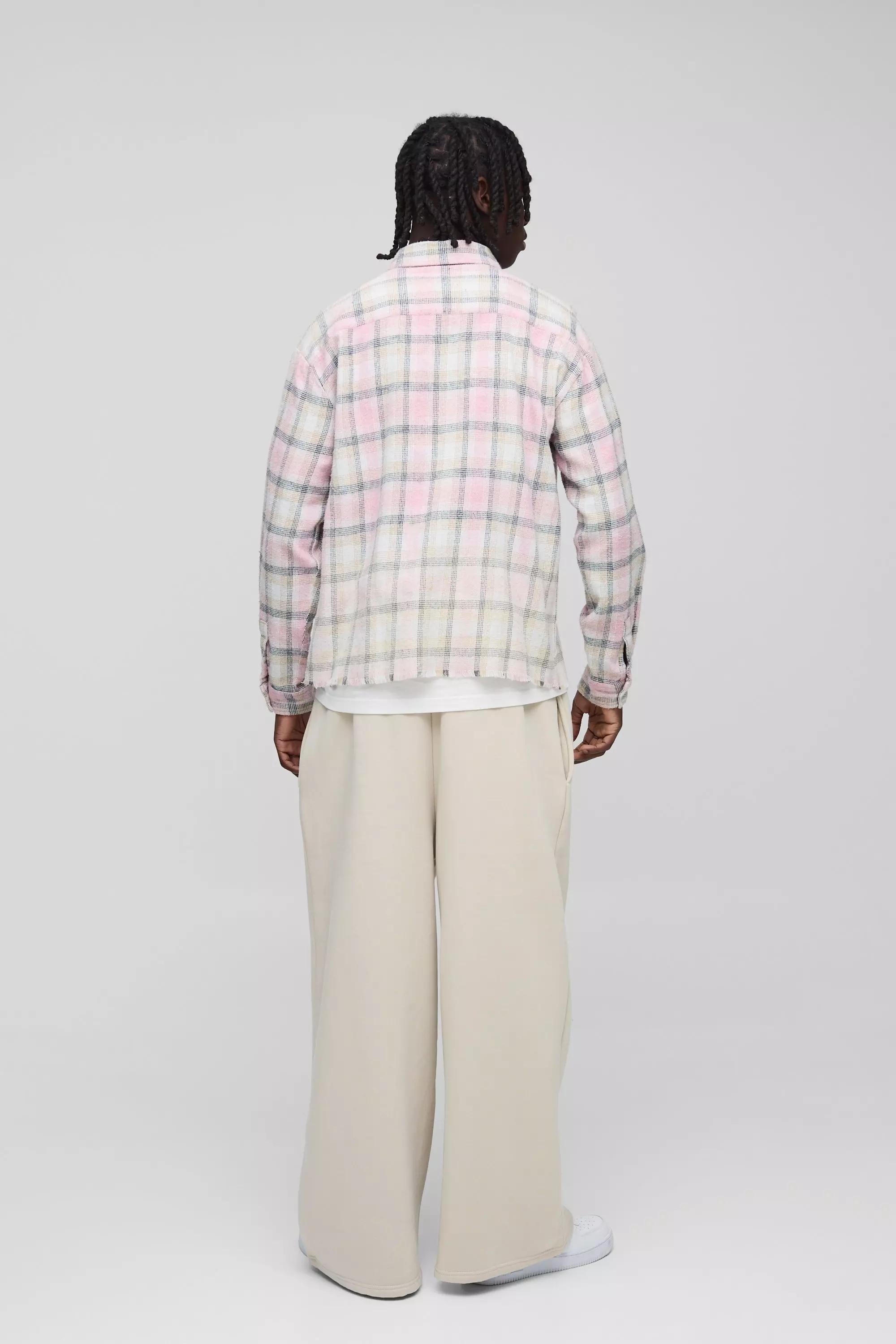 Chemise oversize à carreaux et écusson, Pink autre image