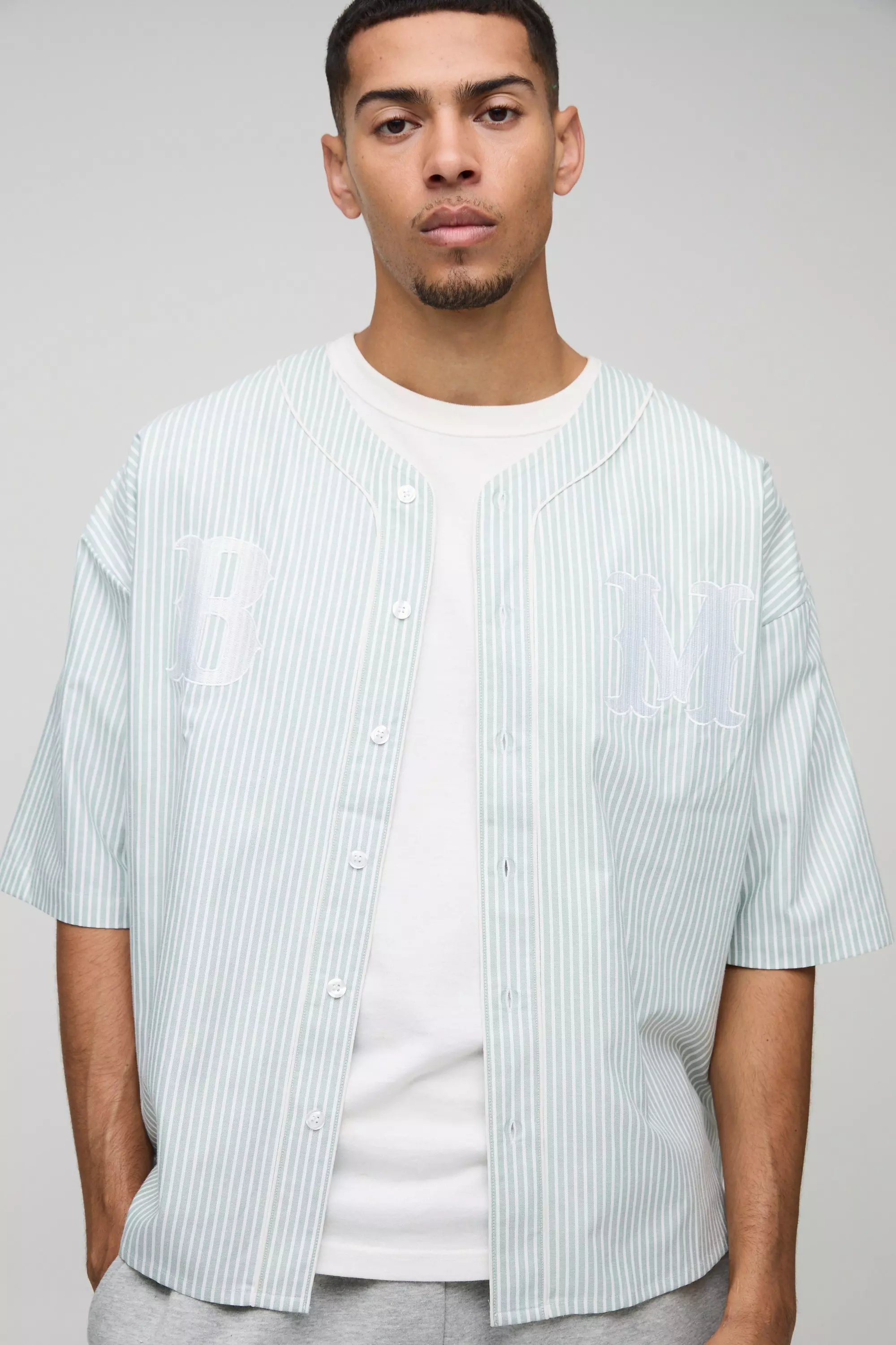 Khaki Oversized Applique Baseball Shirt alternative image