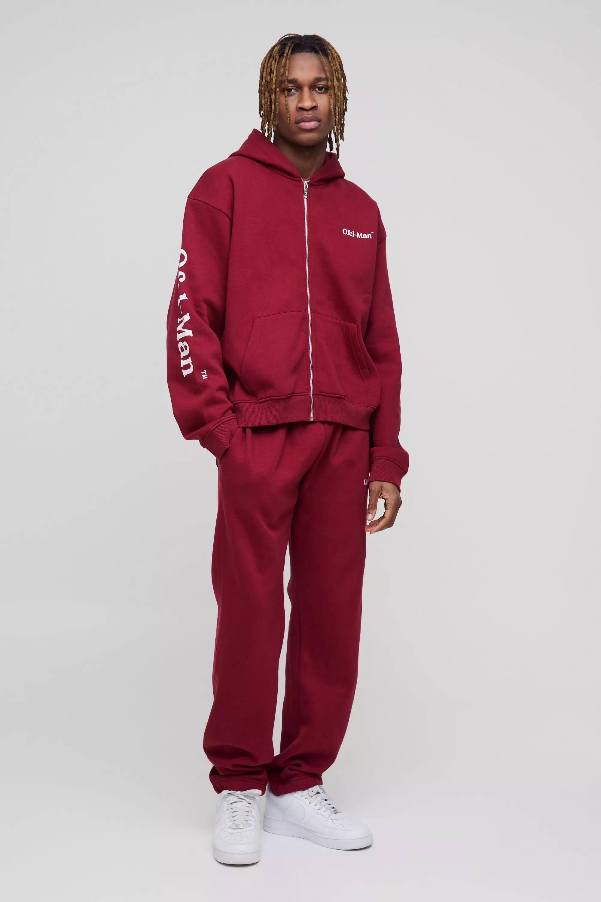 Red Tall Oversized Boxy Ofcl Man Zip Hooded Tracksuit alternative image