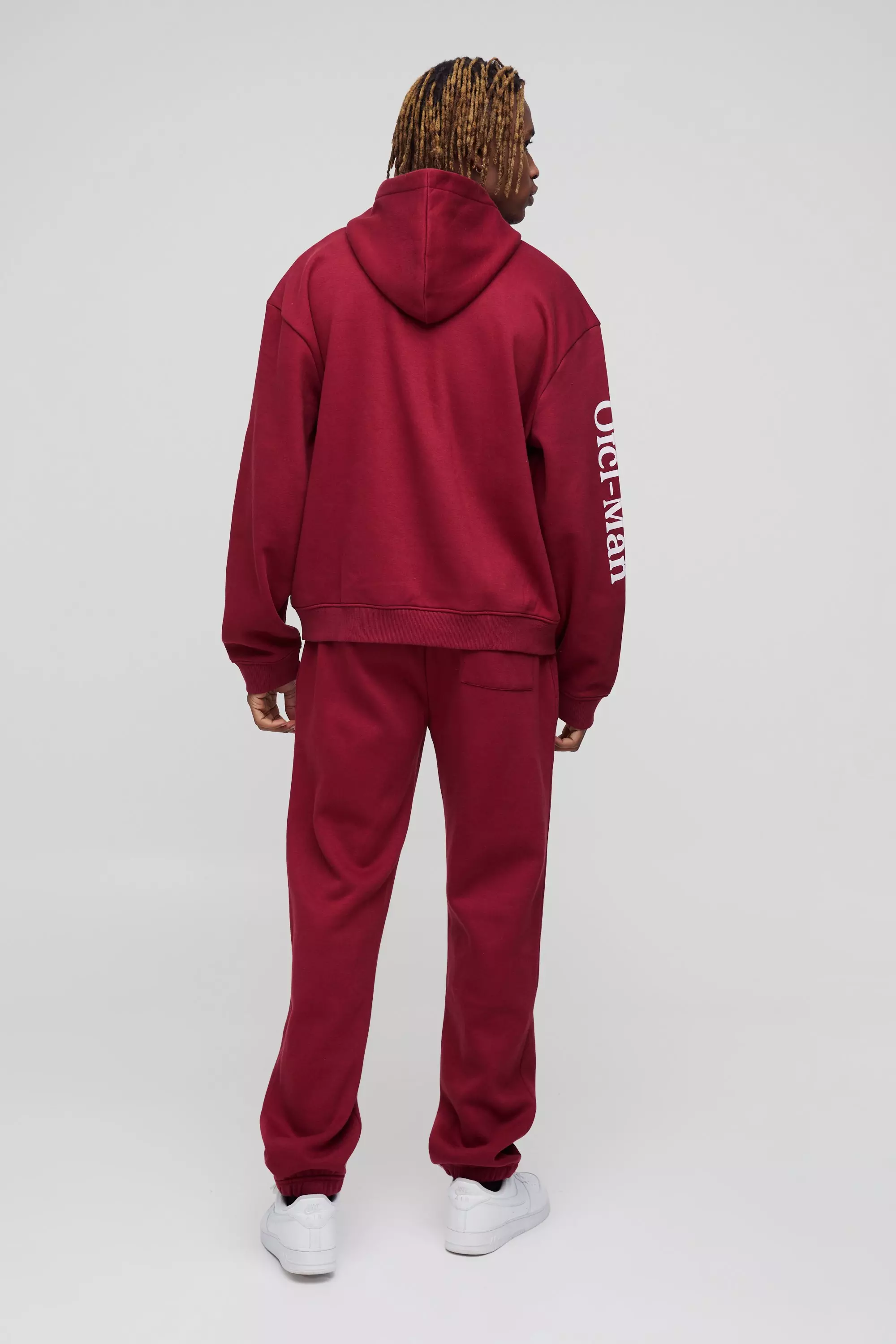 Red Tall Oversized Boxy Ofcl Man Zip Hooded Tracksuit alternative image