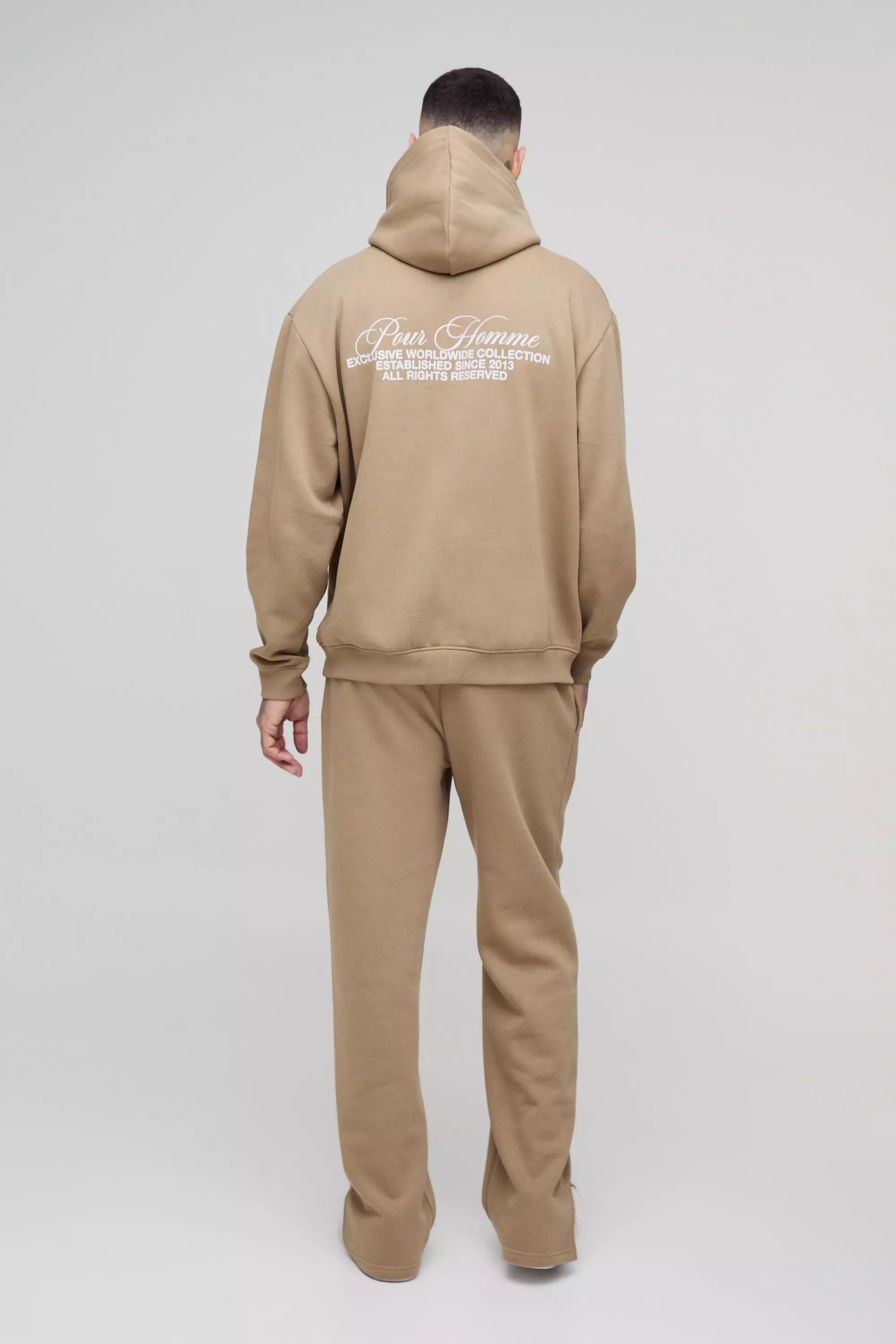 Taupe Tall Oversized Homme Hooded Split Hem Tracksuit alternative image