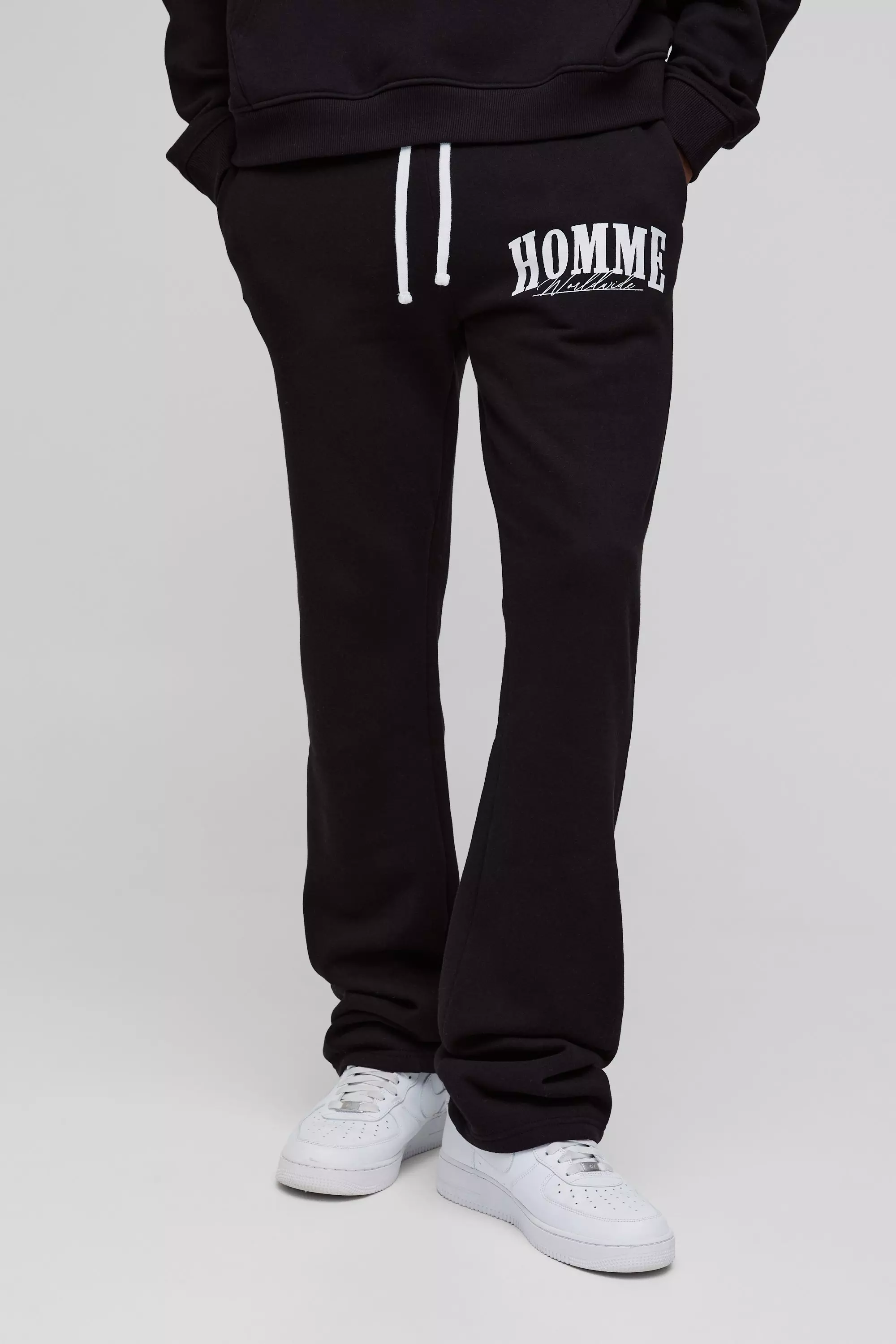 Black Tall Slim Homme Stacked Flare Joggers alternative image