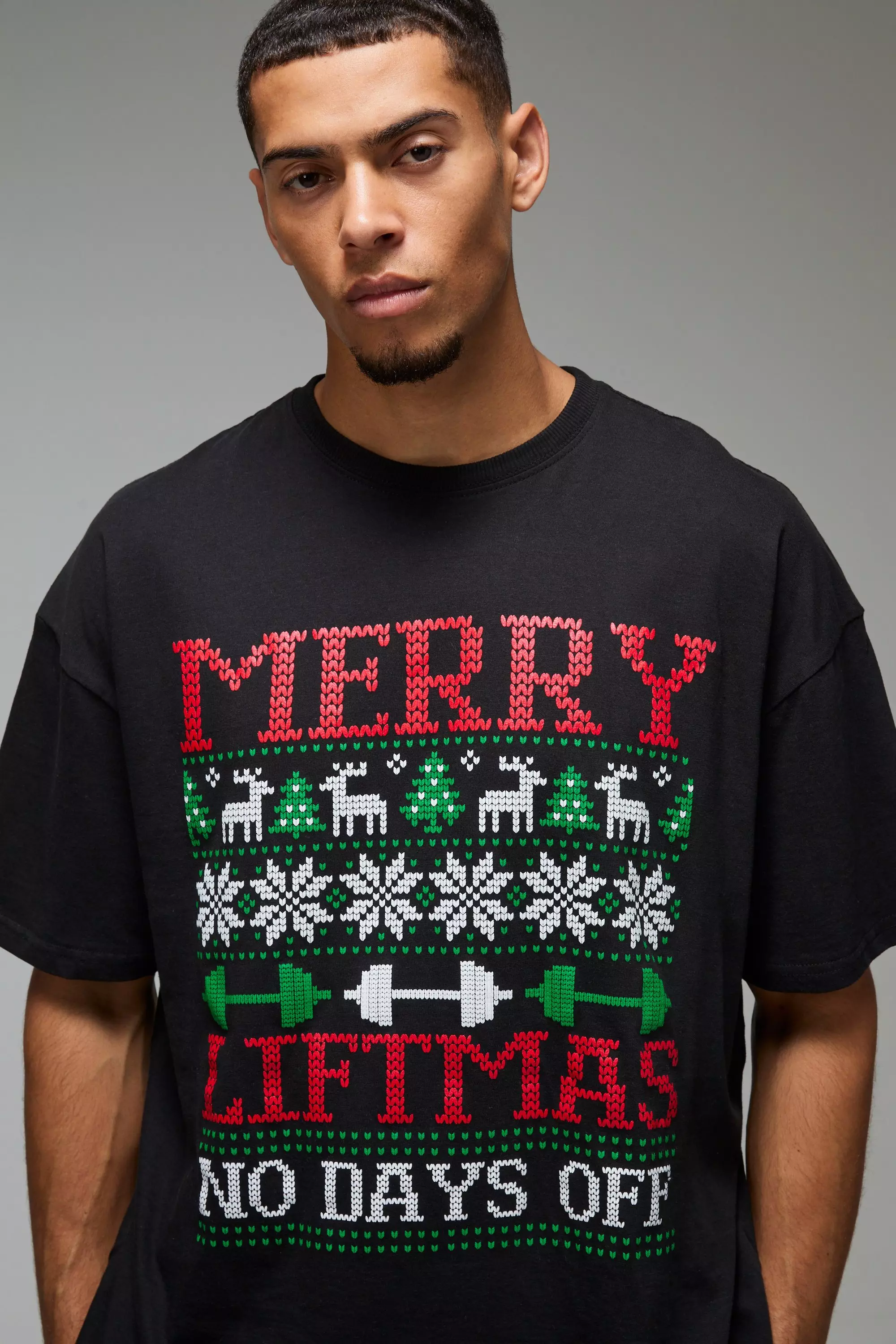 Black Man Active Merry Liftmas Oversized T-shirt alternative image