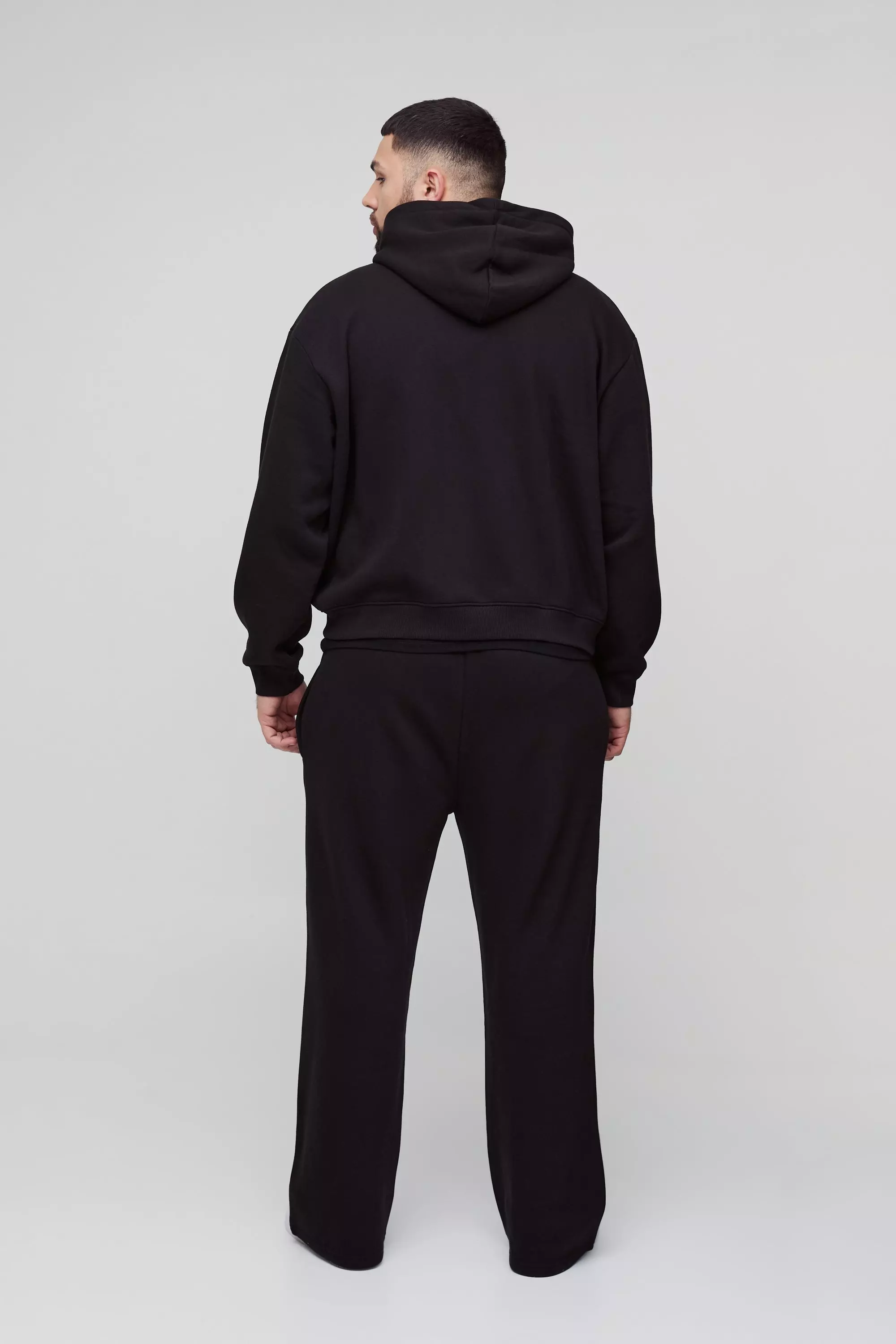 Plus Oversized Boxy Official Tonal Print Zip Hooded Tracksuit | boohooMAN USA
