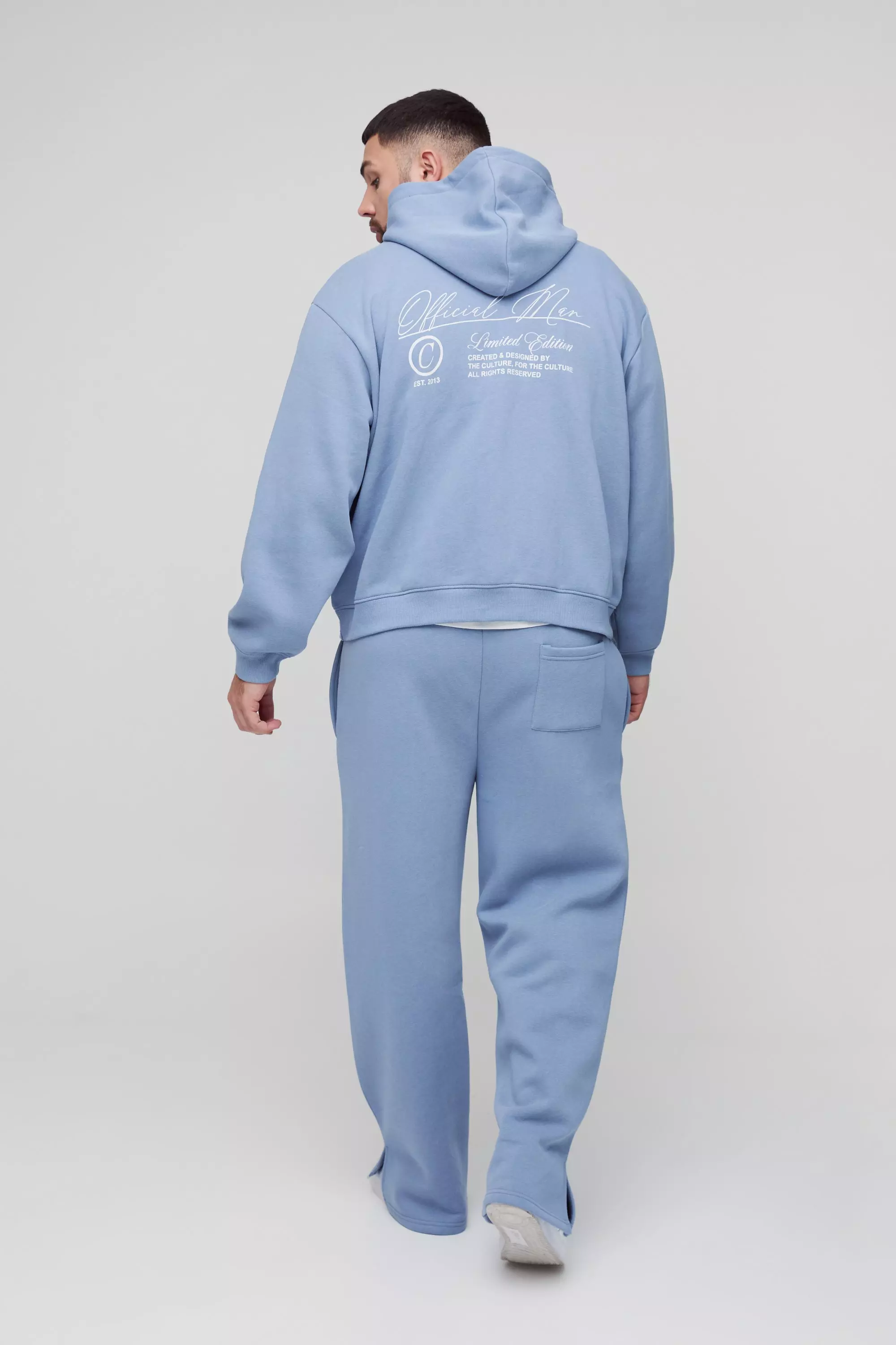 Light blue Plus Oversized Boxy Official Man Zip Through Hoodie alternative image