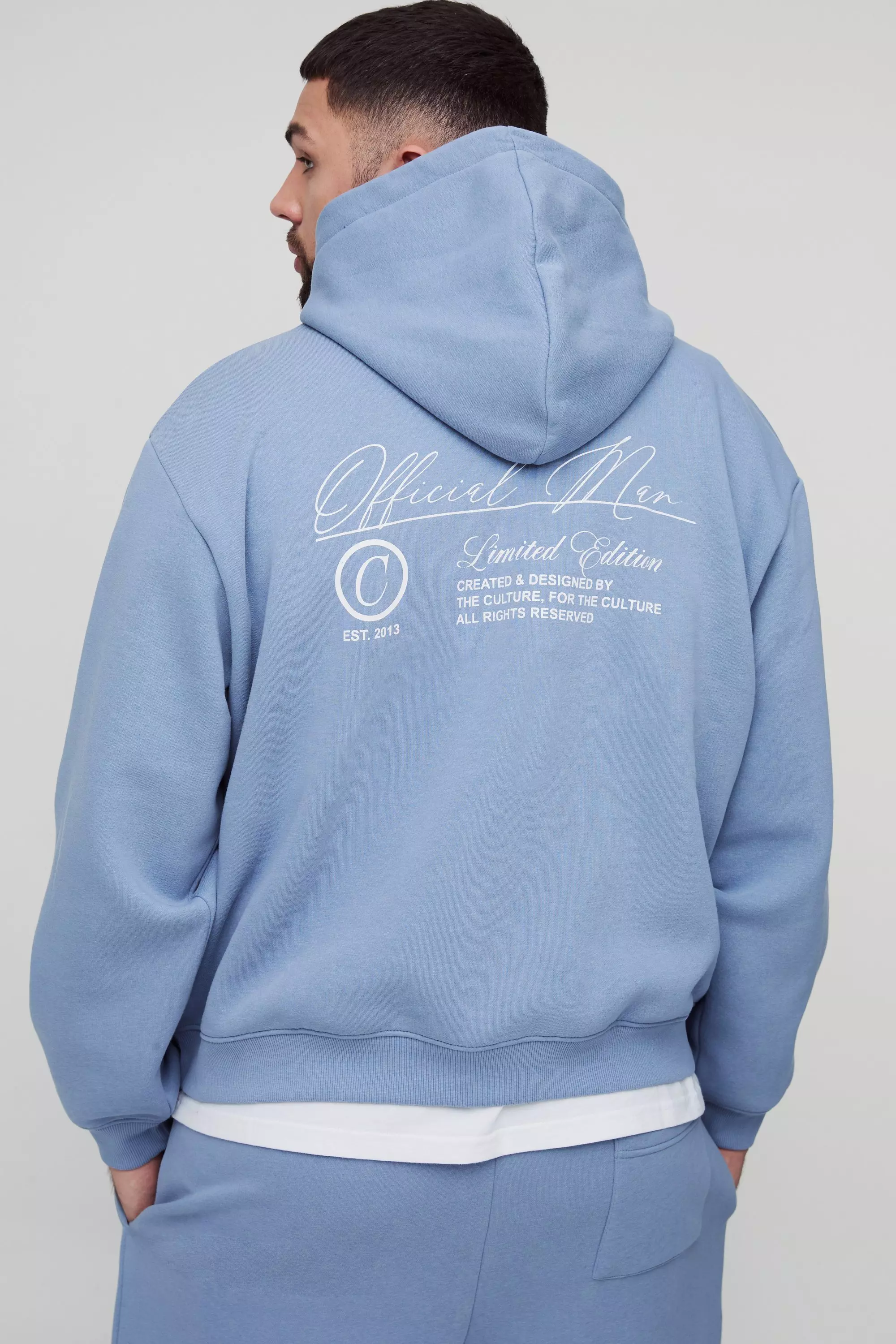 Light blue Plus Oversized Boxy Official Man Zip Through Hoodie alternative image