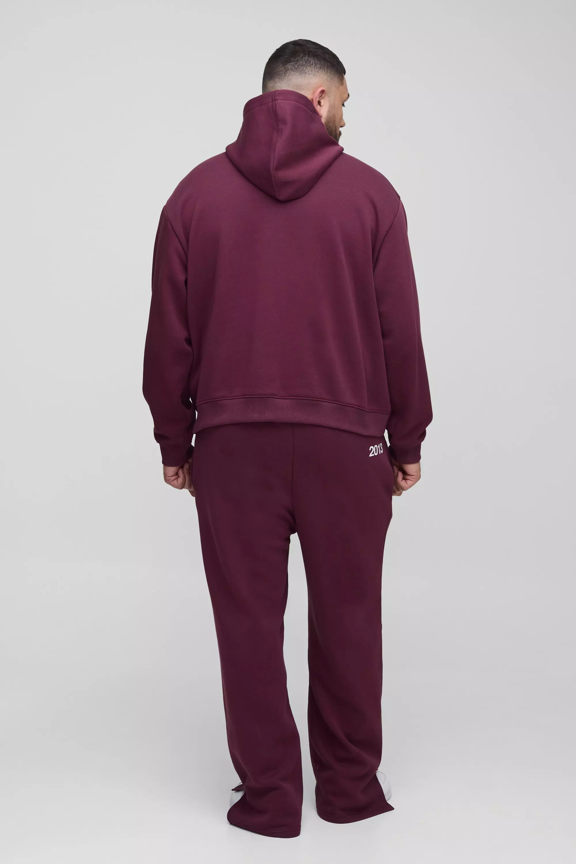 Burgundy Plus Oversized Boxy Homme Hoodie alternative image