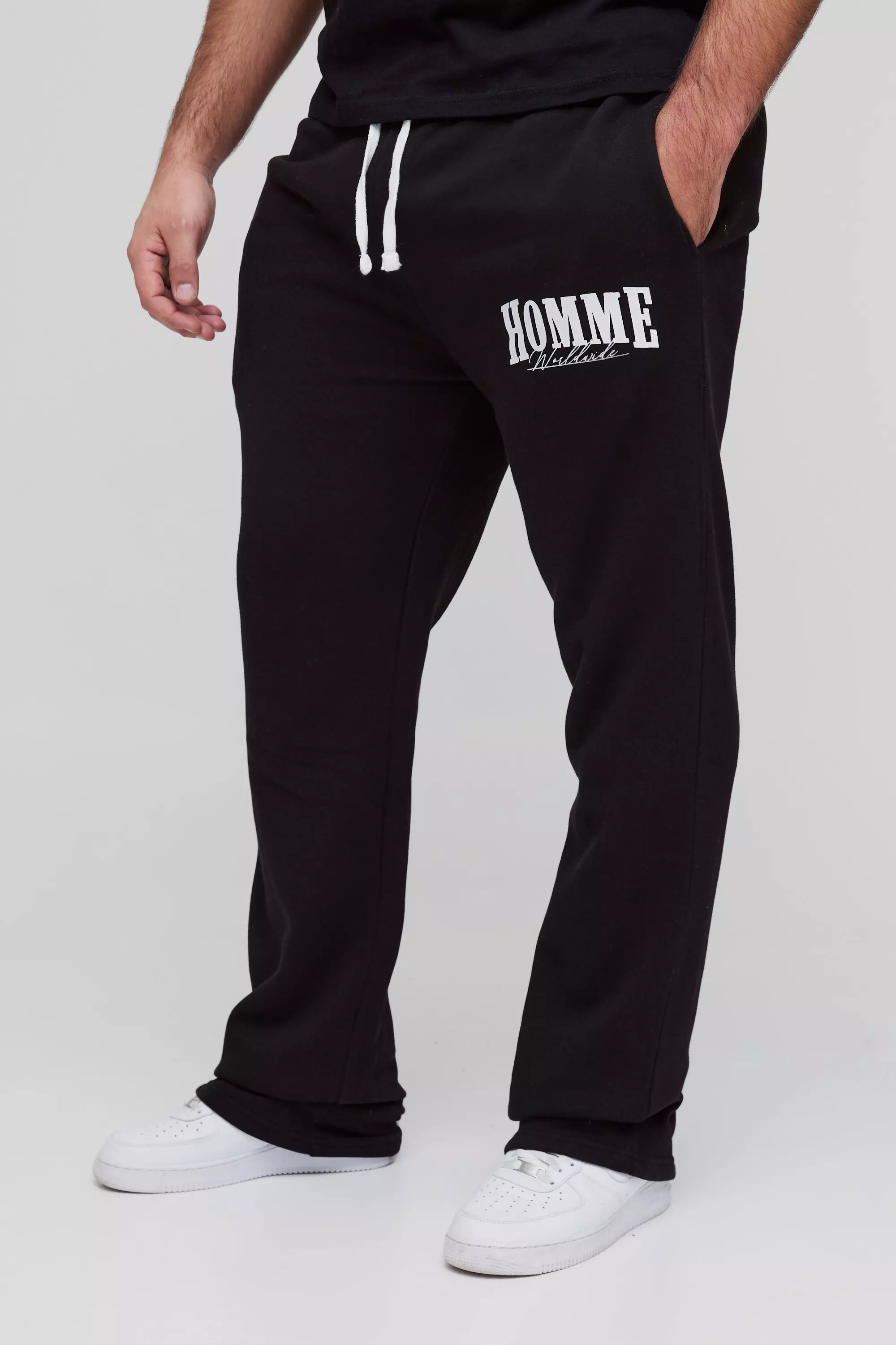 Black Plus Slim Homme Stacked Flare Sweatpants alternative image