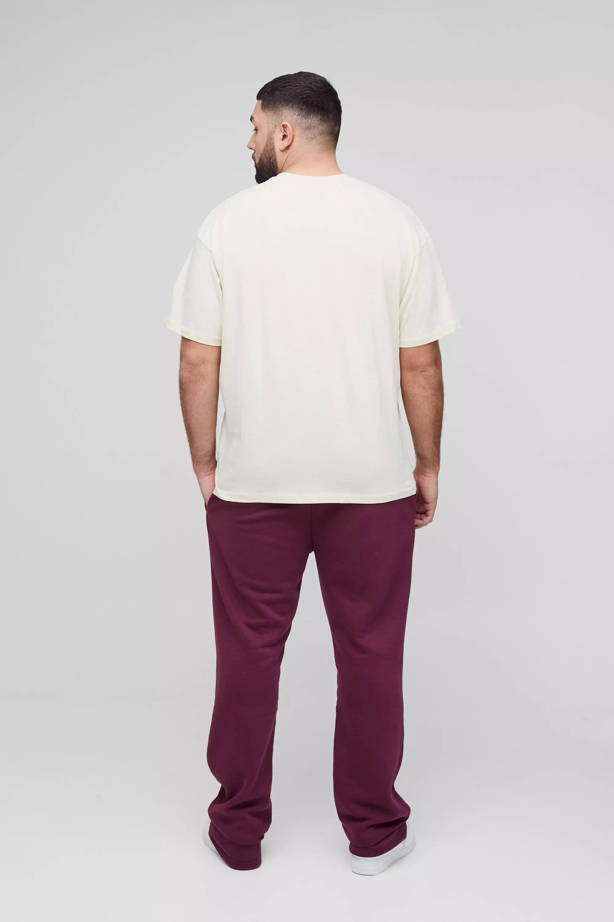 Burgundy Plus Slim Homme Stacked Flare Joggers alternative image