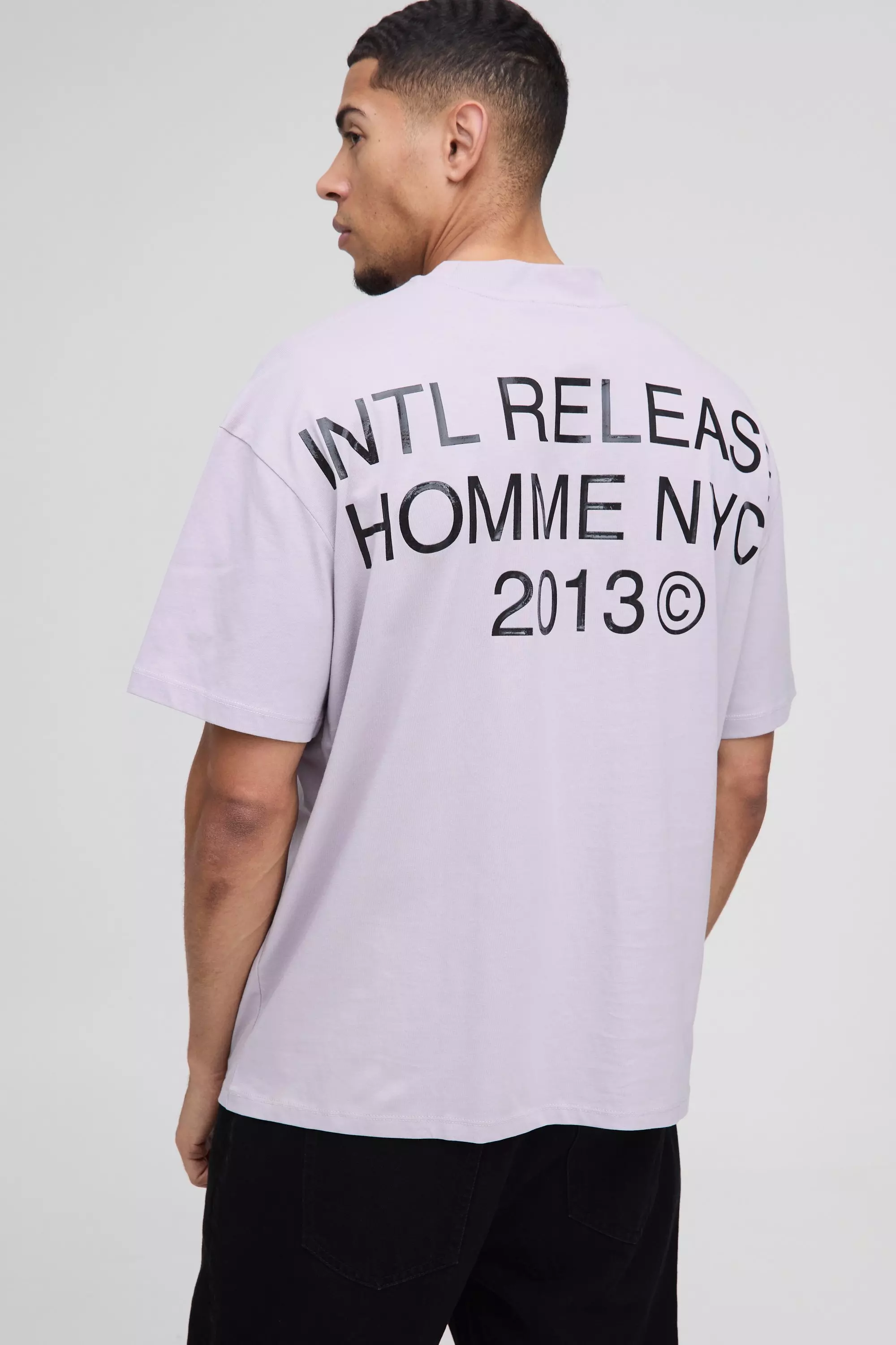 Lilac Oversized Branded Print T-Shirt alternative image