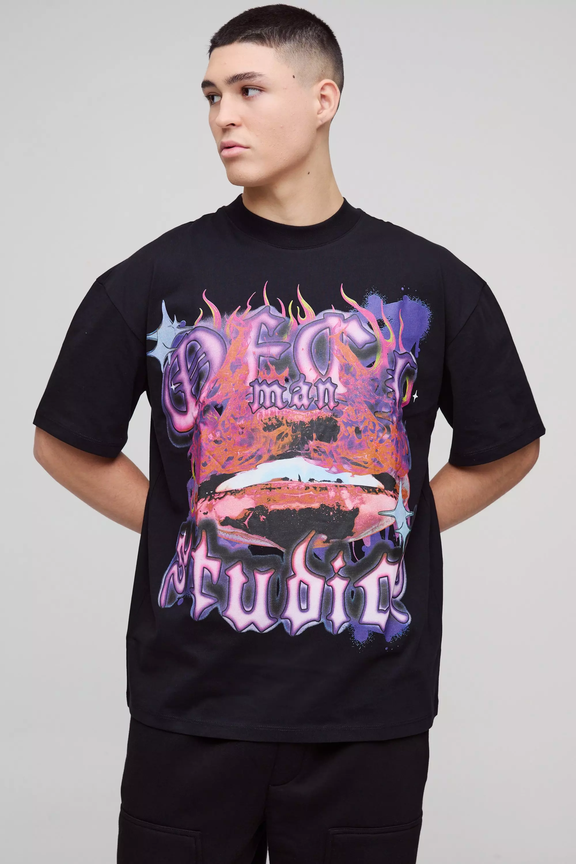 T-shirt oversize imprimé - Ofcl, Black autre image