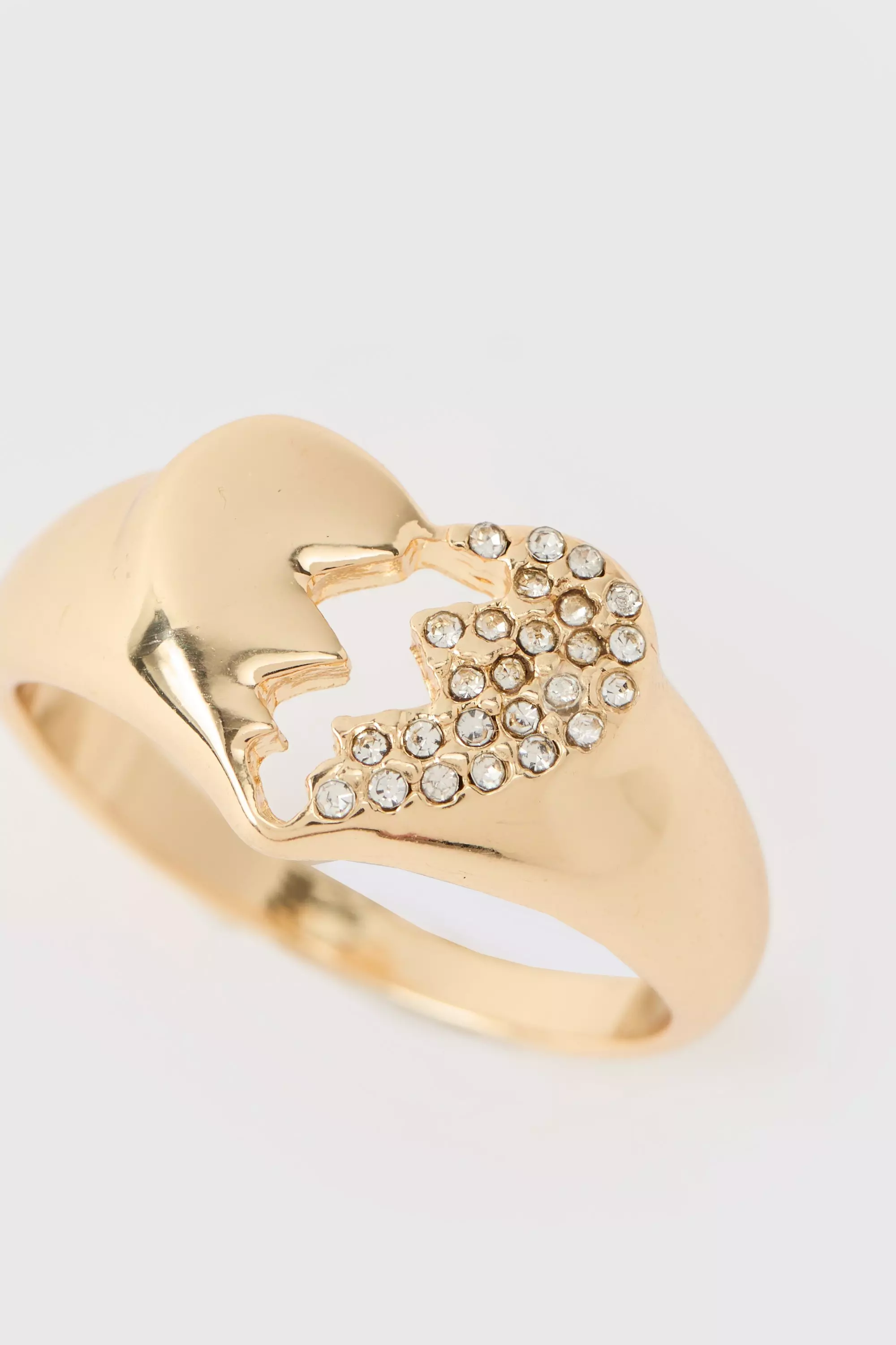 Iced Broken Heart Ring In Gold alternative image