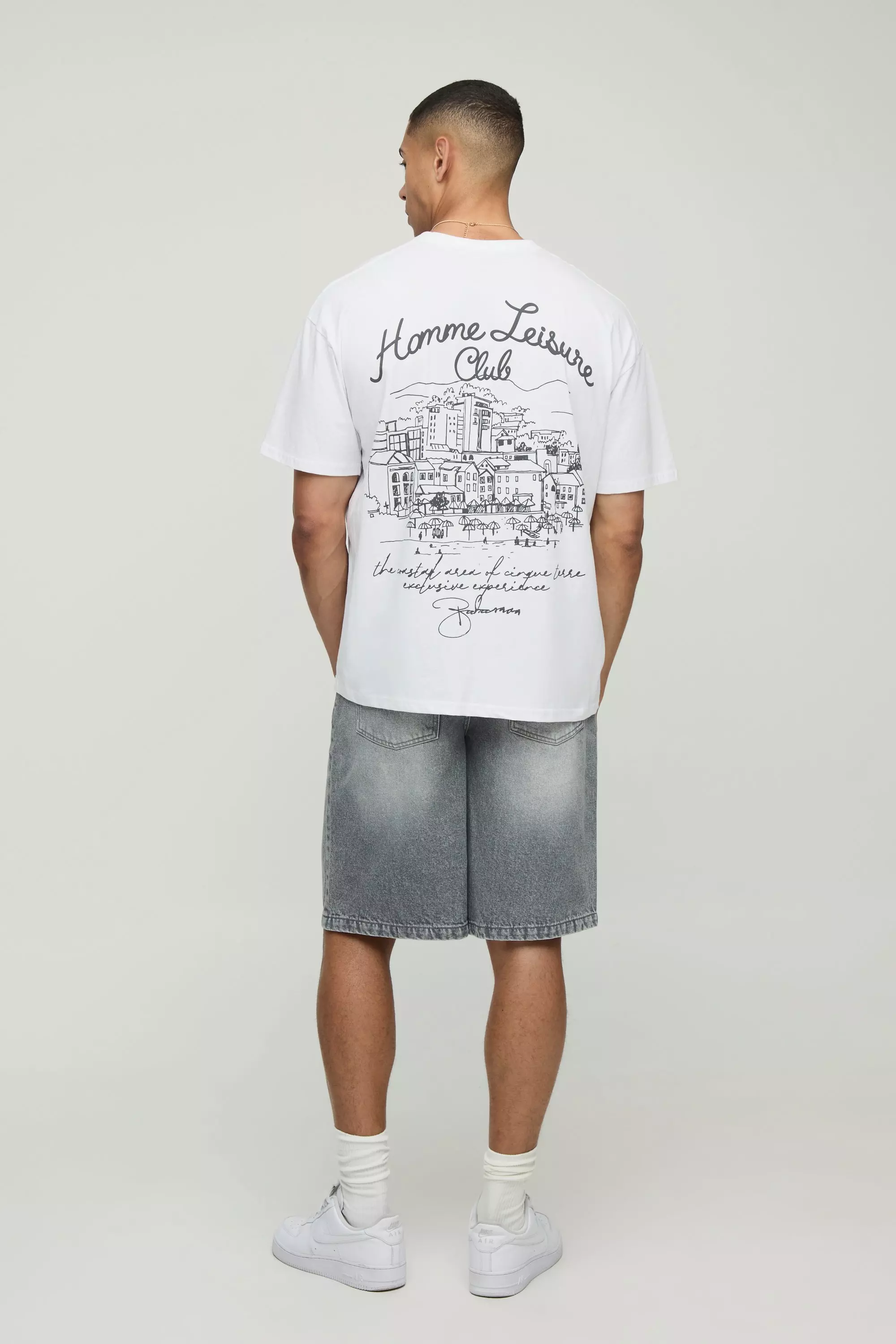 Denim Jorts In Stonewashed Grey | boohooMAN USA