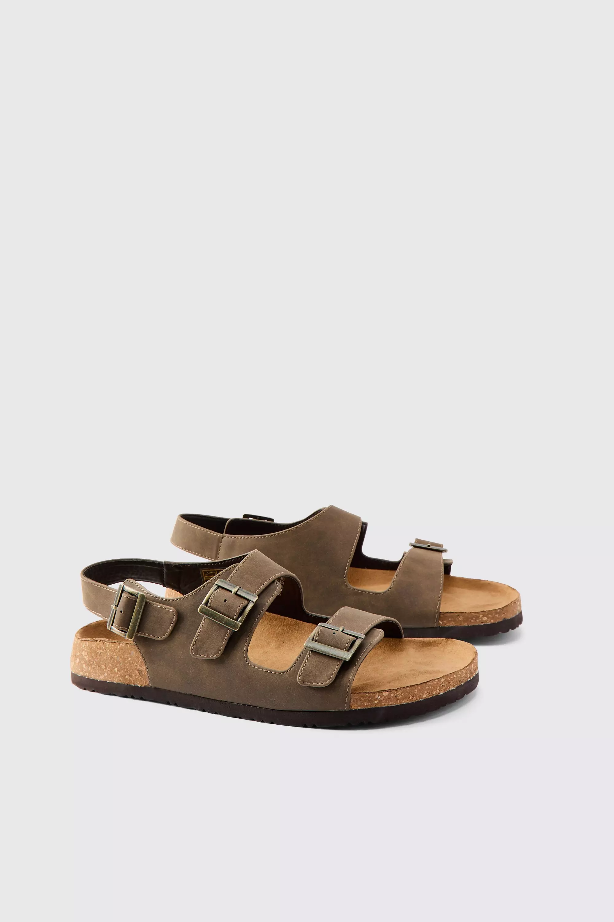 Olive Sandalen Met Dubbele Bandjes En Gesp alternatieve afbeelding