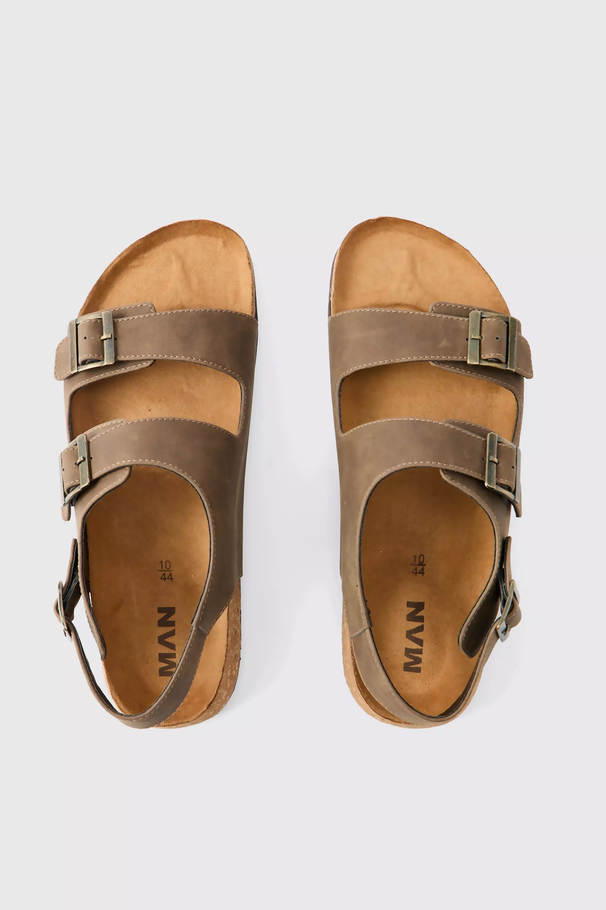 Olive Sandalen Met Dubbele Bandjes En Gesp alternatieve afbeelding