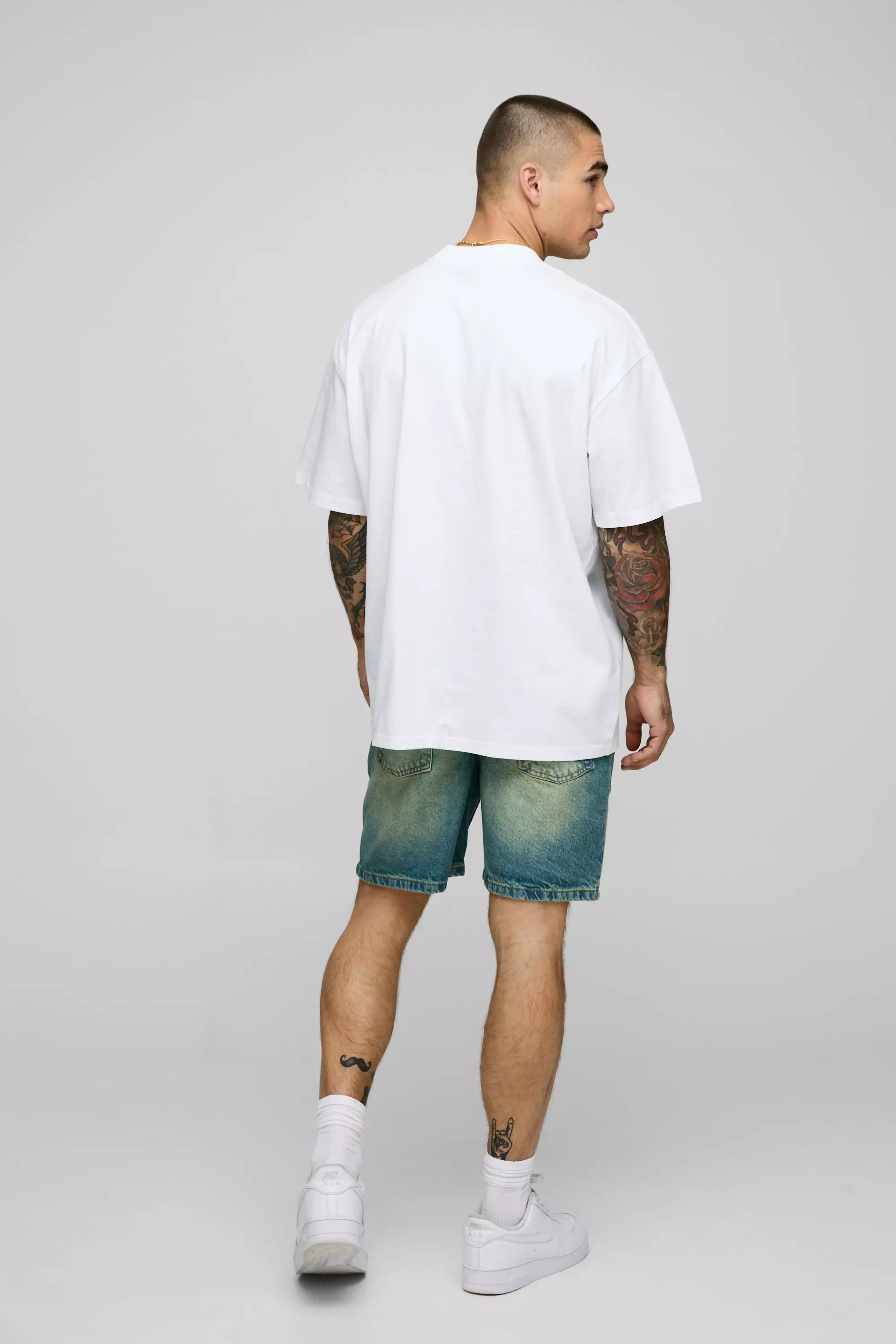 Relaxed Rigid Denim In Antique Blue | boohooMAN USA