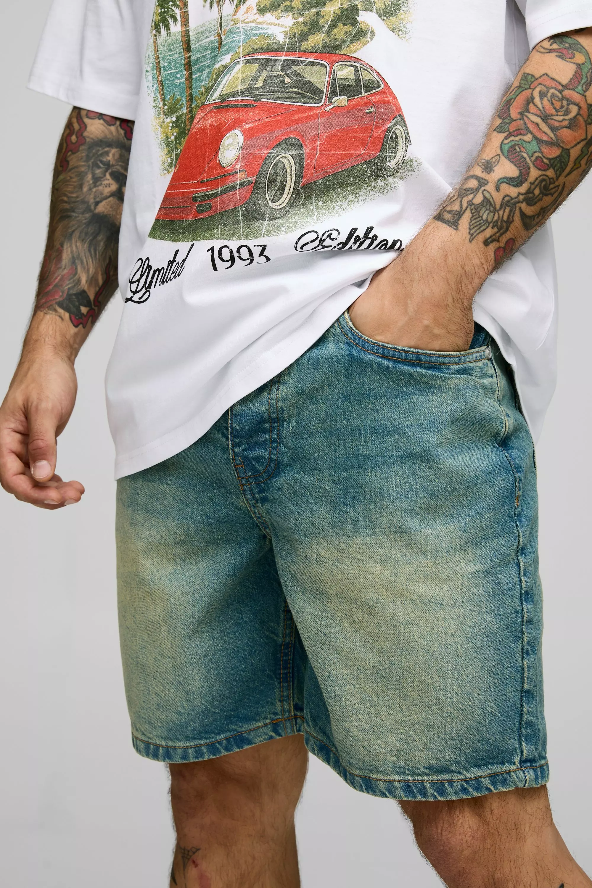 Relaxed Rigid Denim In Antique Blue | boohooMAN USA