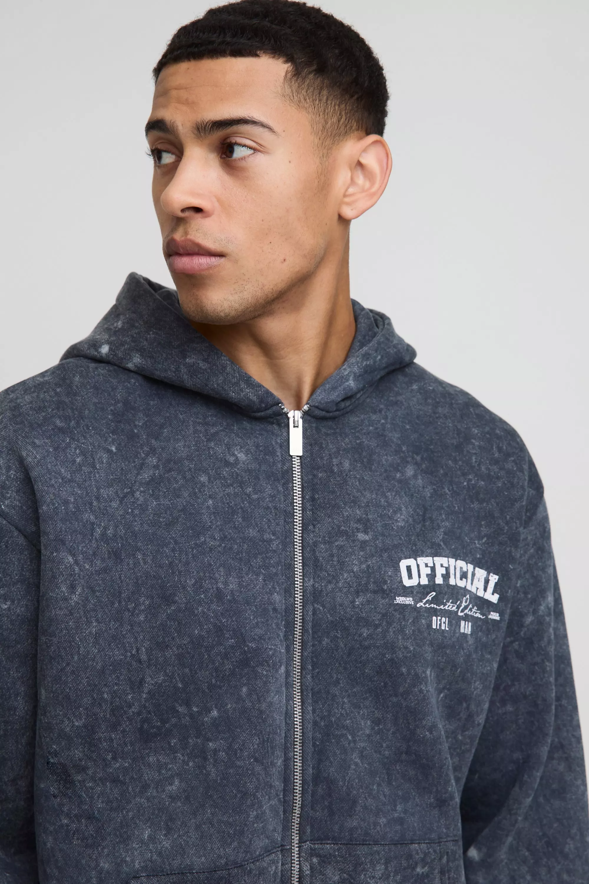 Oversize Official Hoodie mit Reißverschluss, Dark grey alternatives Bild
