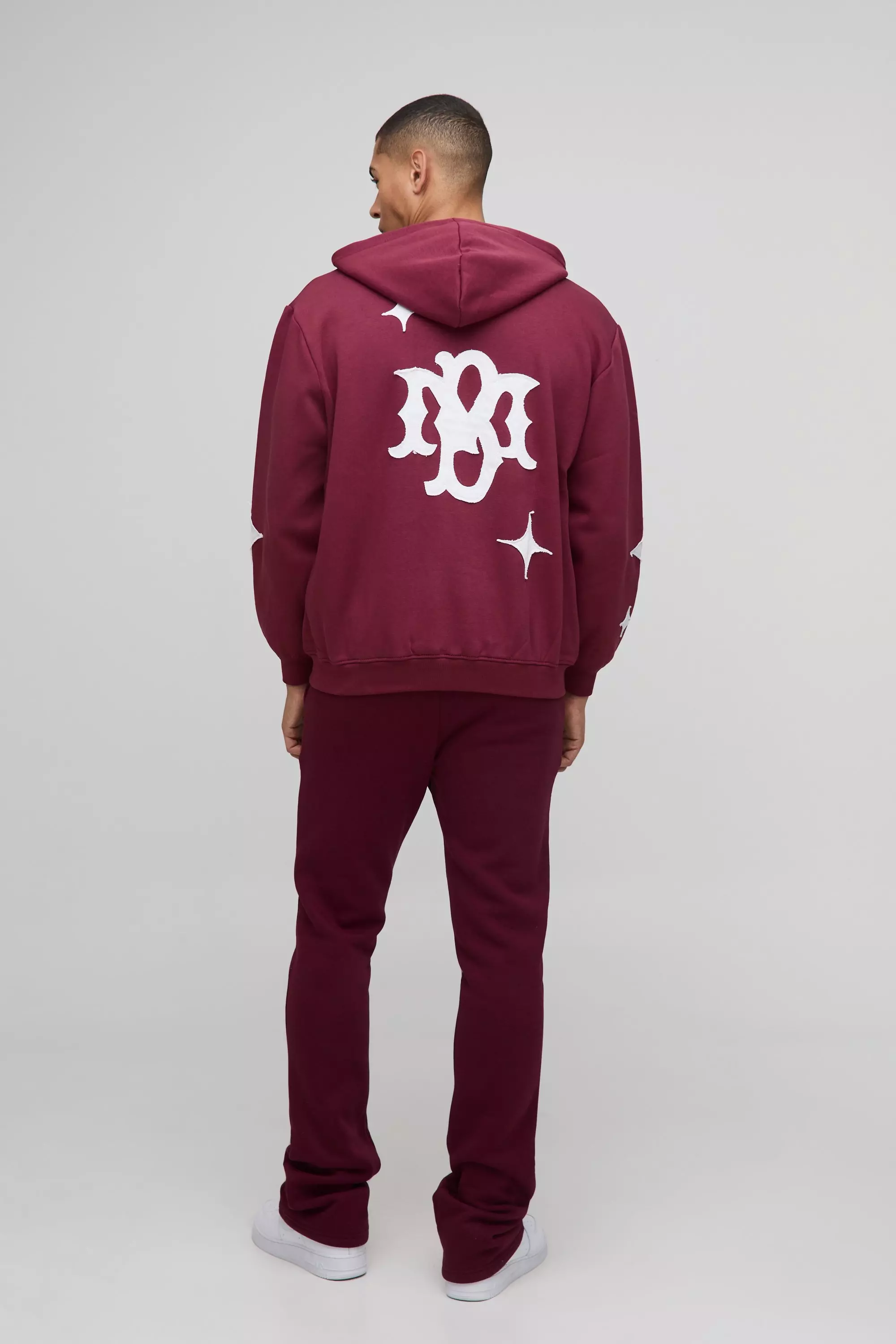 Burgundy Oversized BM Vest Met Capuchon En Sterren alternatieve afbeelding