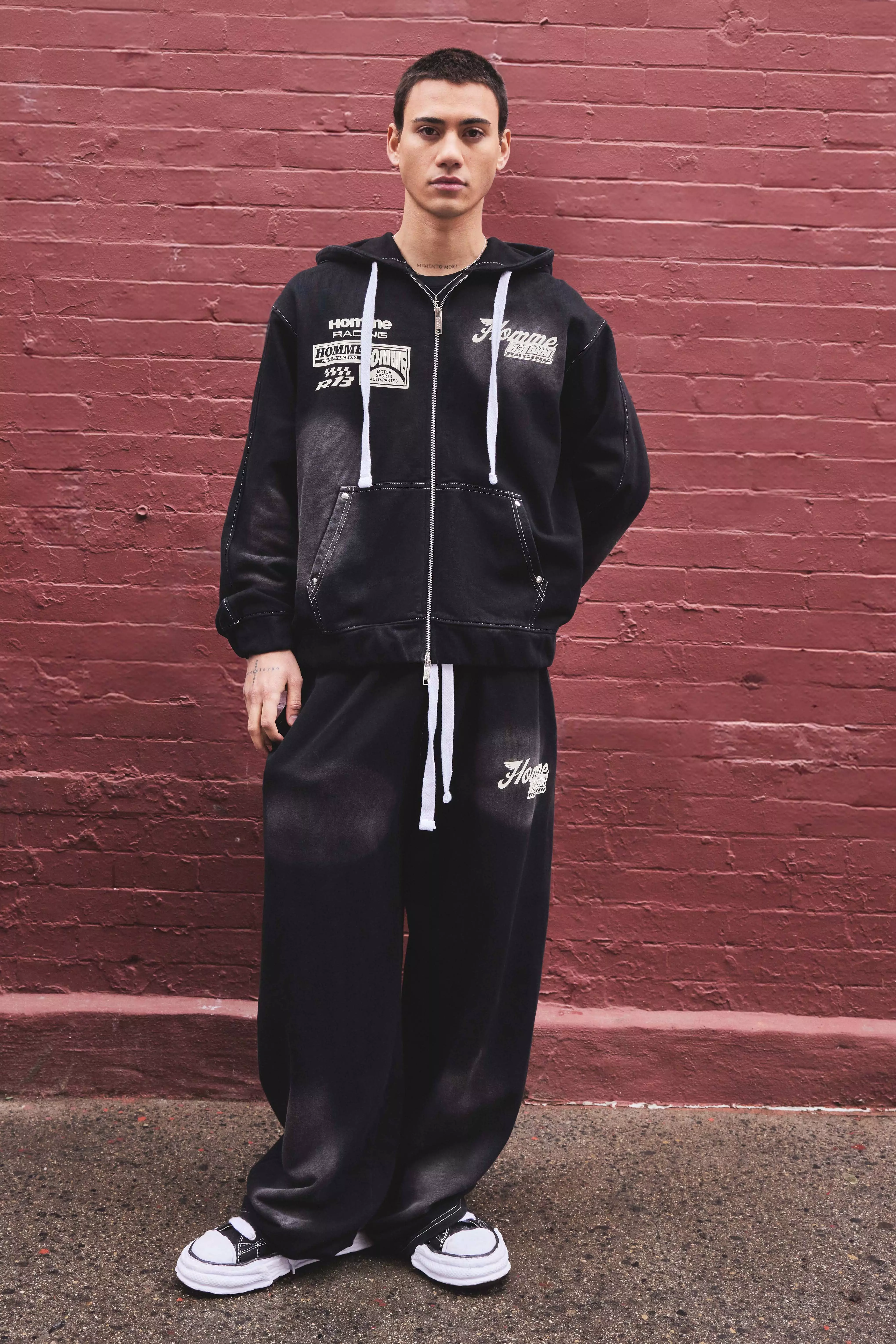 Black Wide Leg Homme Washed Sweatpants alternative image