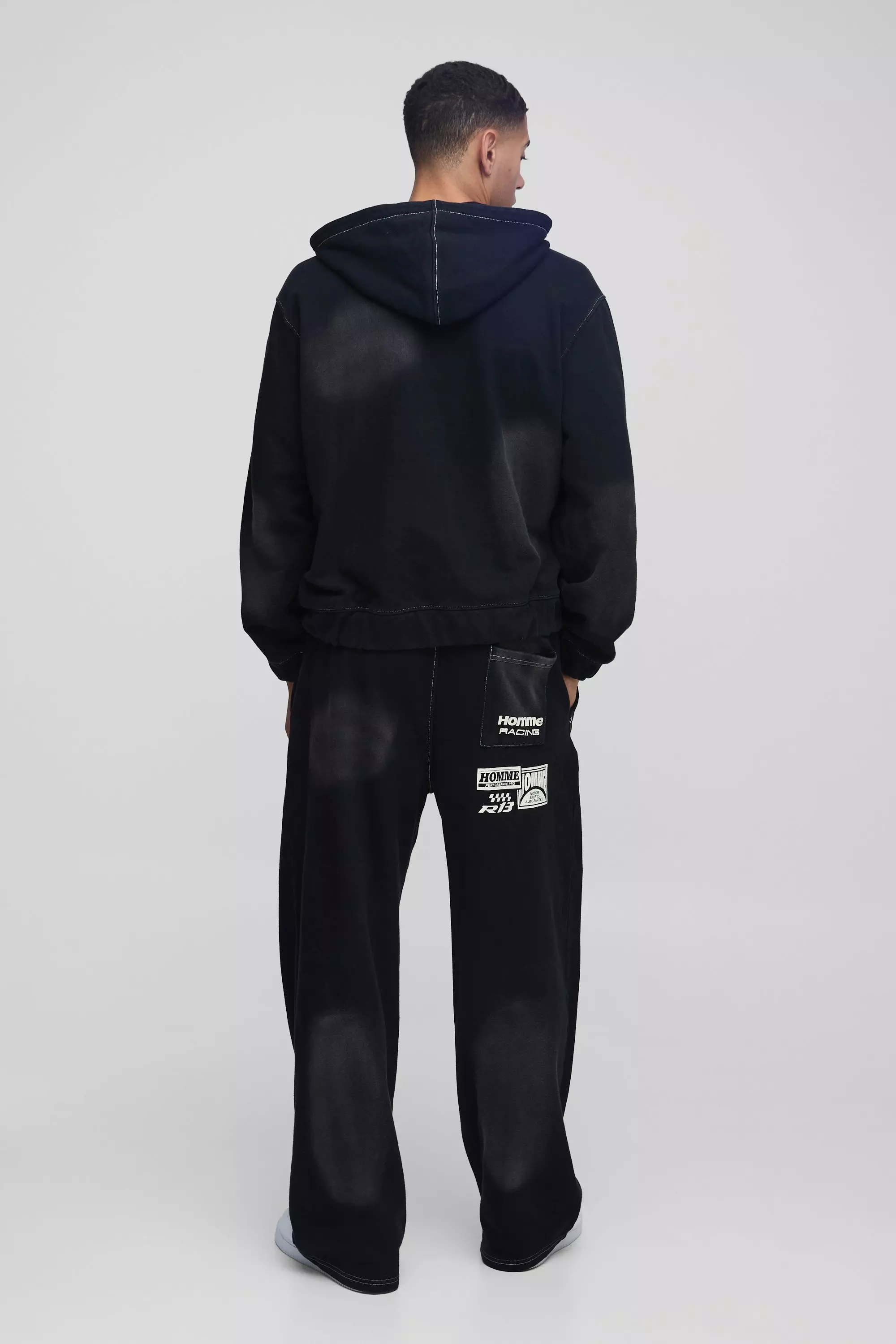Black Wide Leg Homme Washed Sweatpants alternative image