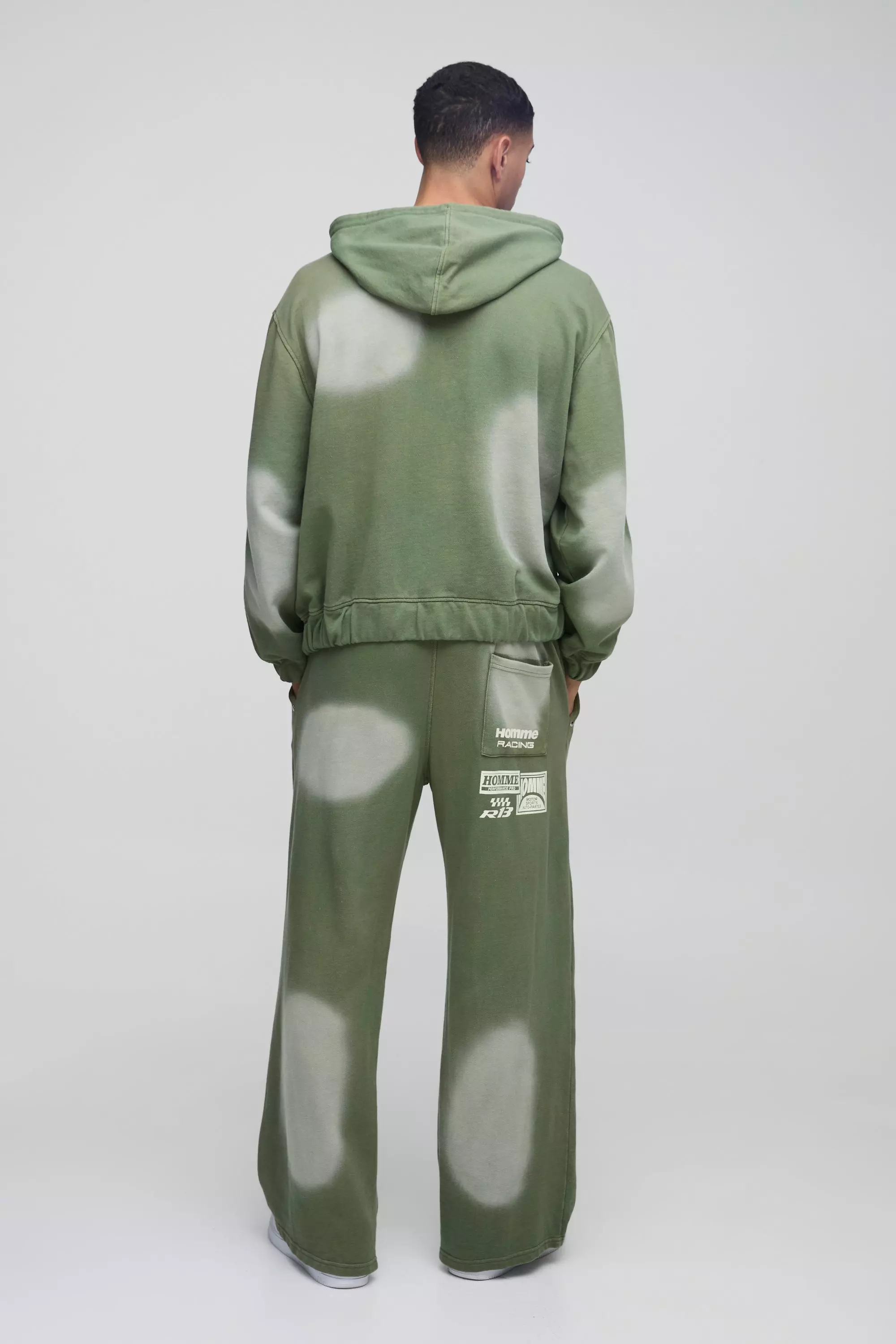 Green Wide Leg Homme Washed Joggers alternative image