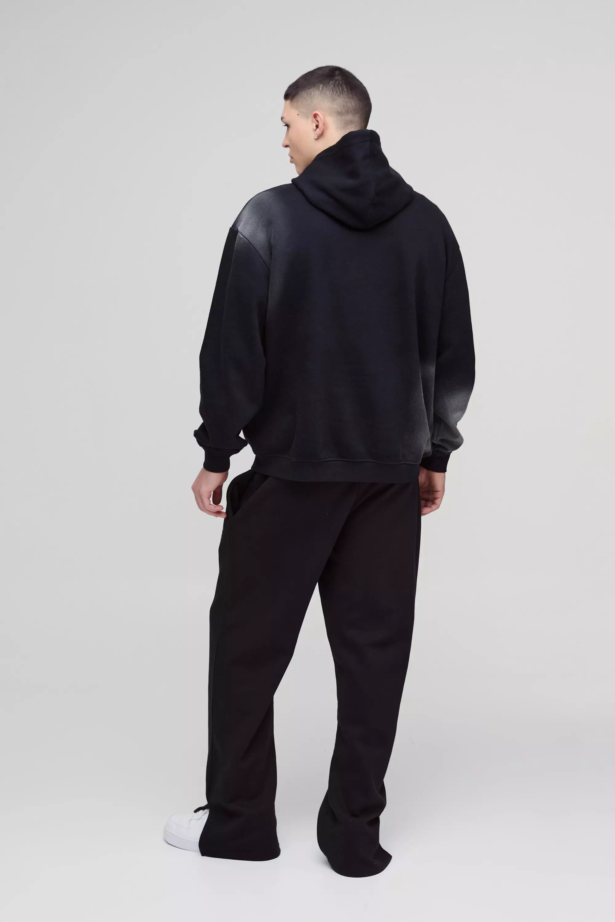 Black Oversized Bm Signature Spray Wash Hoodie alternative image