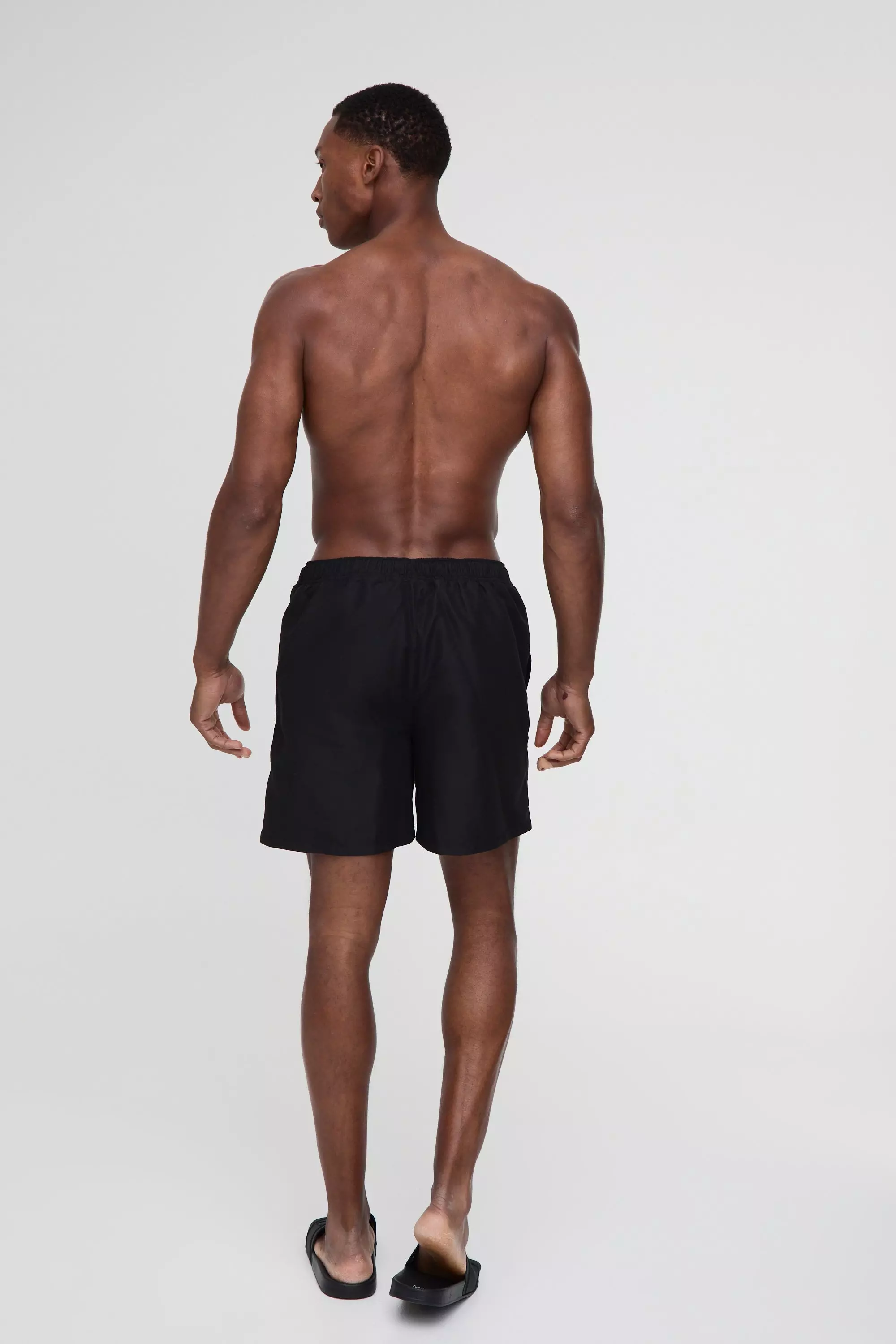 Multi 2 Pack Mid Length Swim Shorts in Black and Khaki alternative image