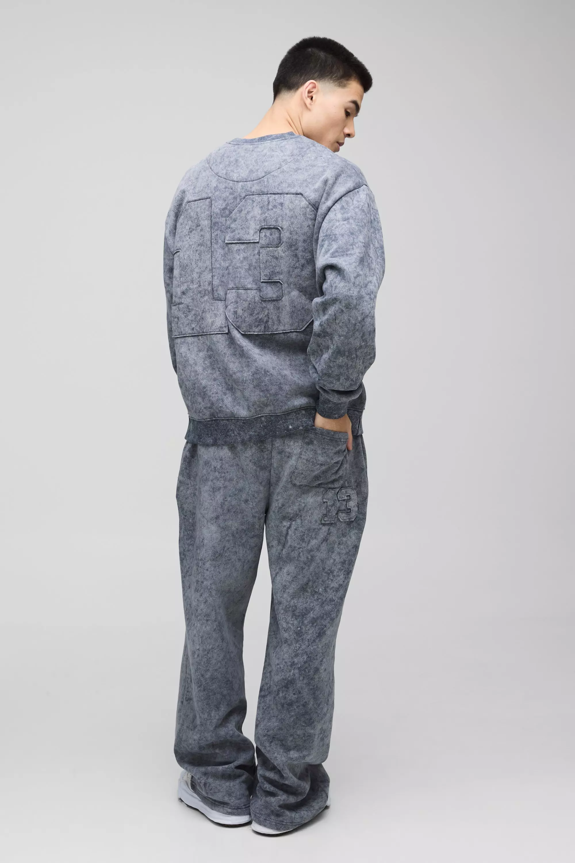 Oversized Official Applique Washed Sweatshirt | boohooMAN USA