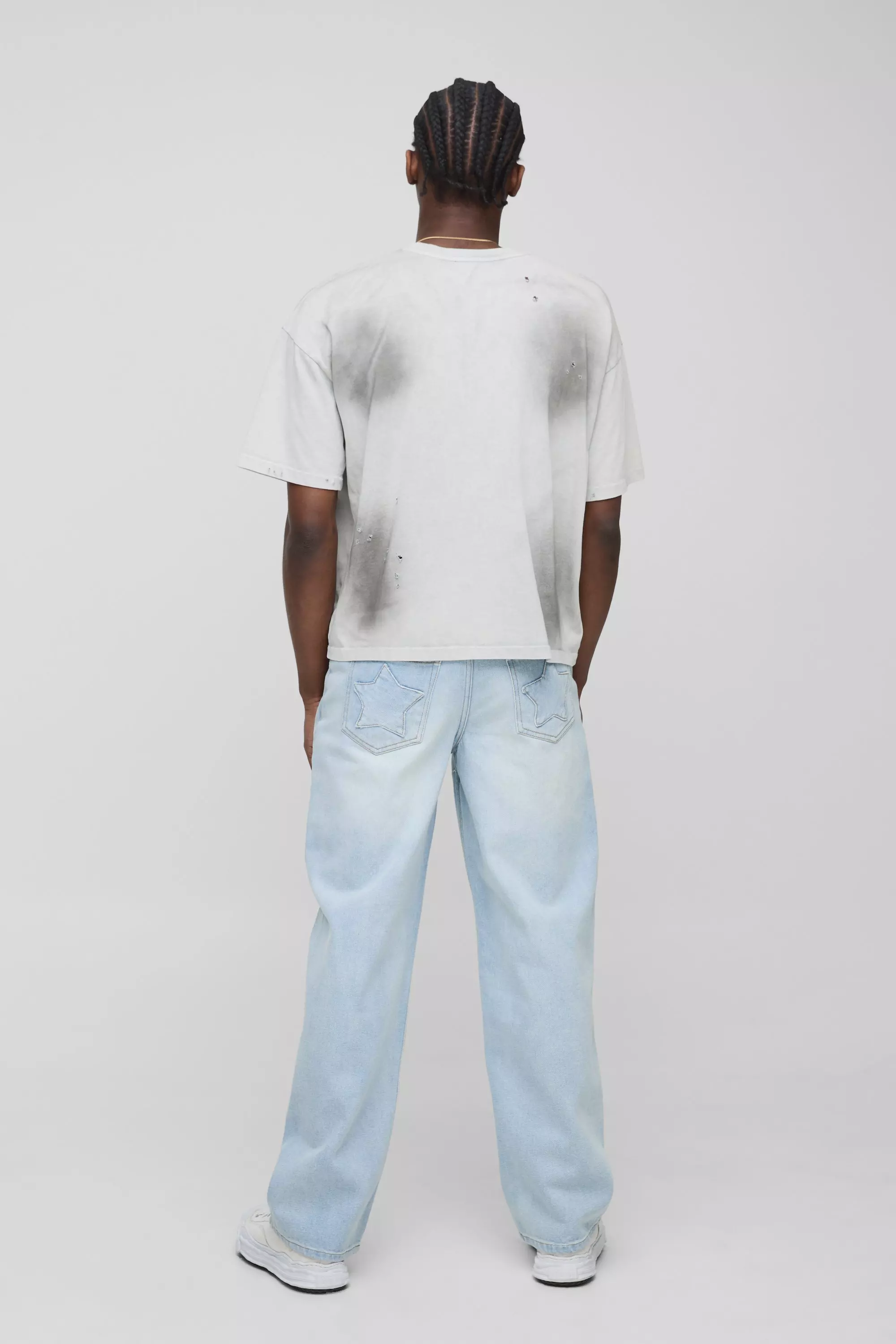 Embroidered Star Pocket Detail Relaxed Fit Jeans | boohooMAN UK