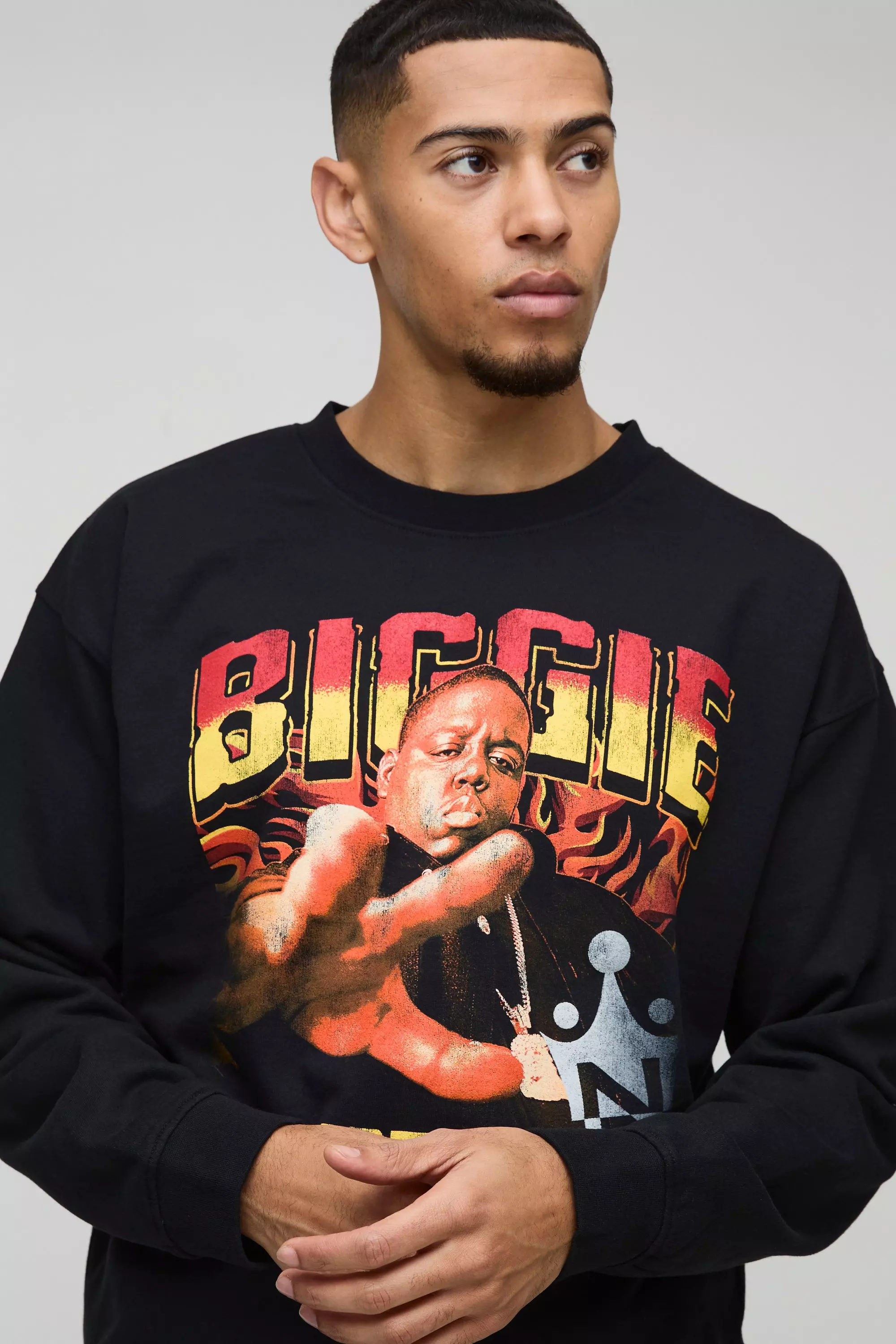 Oversize Sweatshirt mit lizenziertem Biggie-Print, Black alternatives Bild