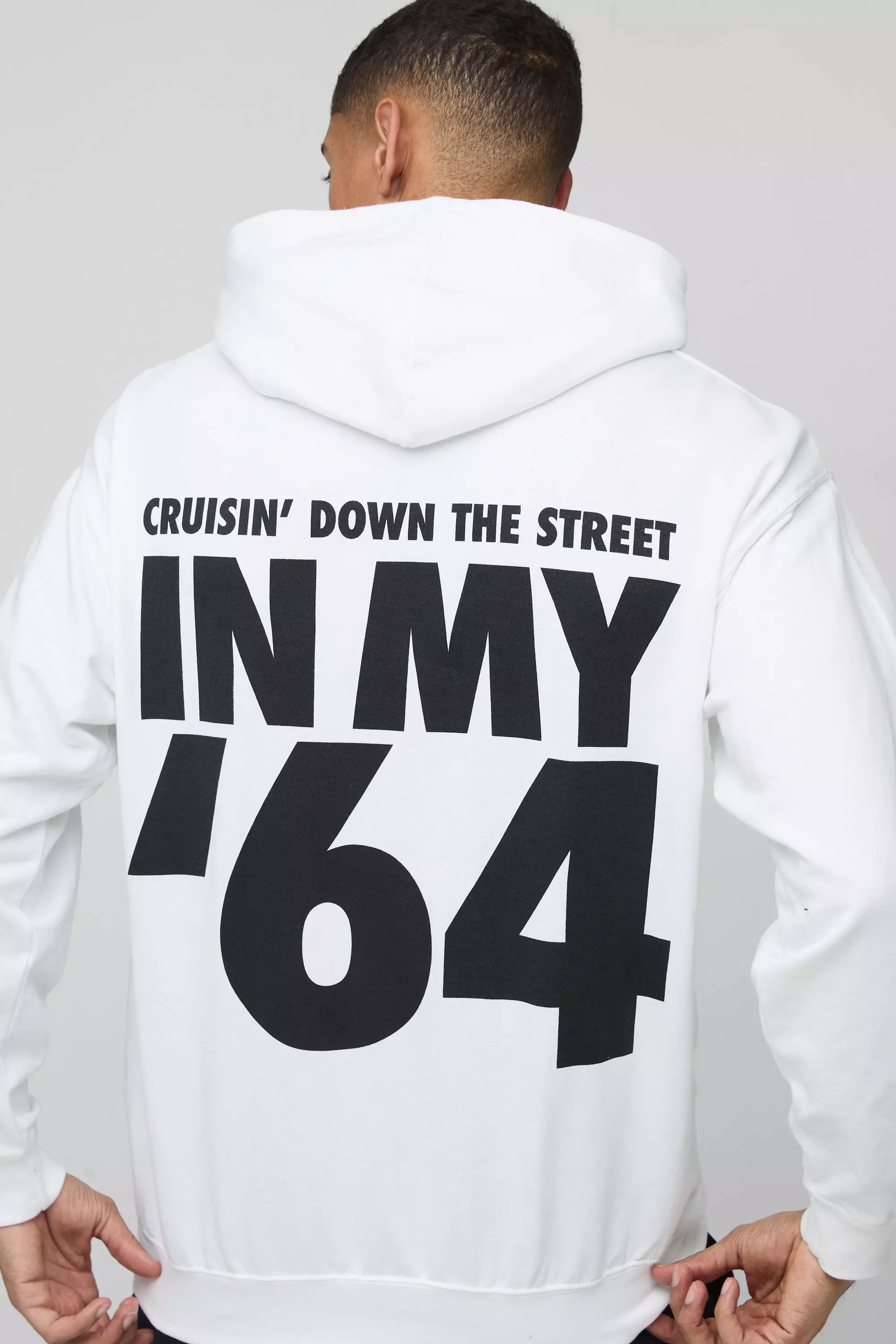 White Oversized Eazy E Face License Print Hoodie alternative image