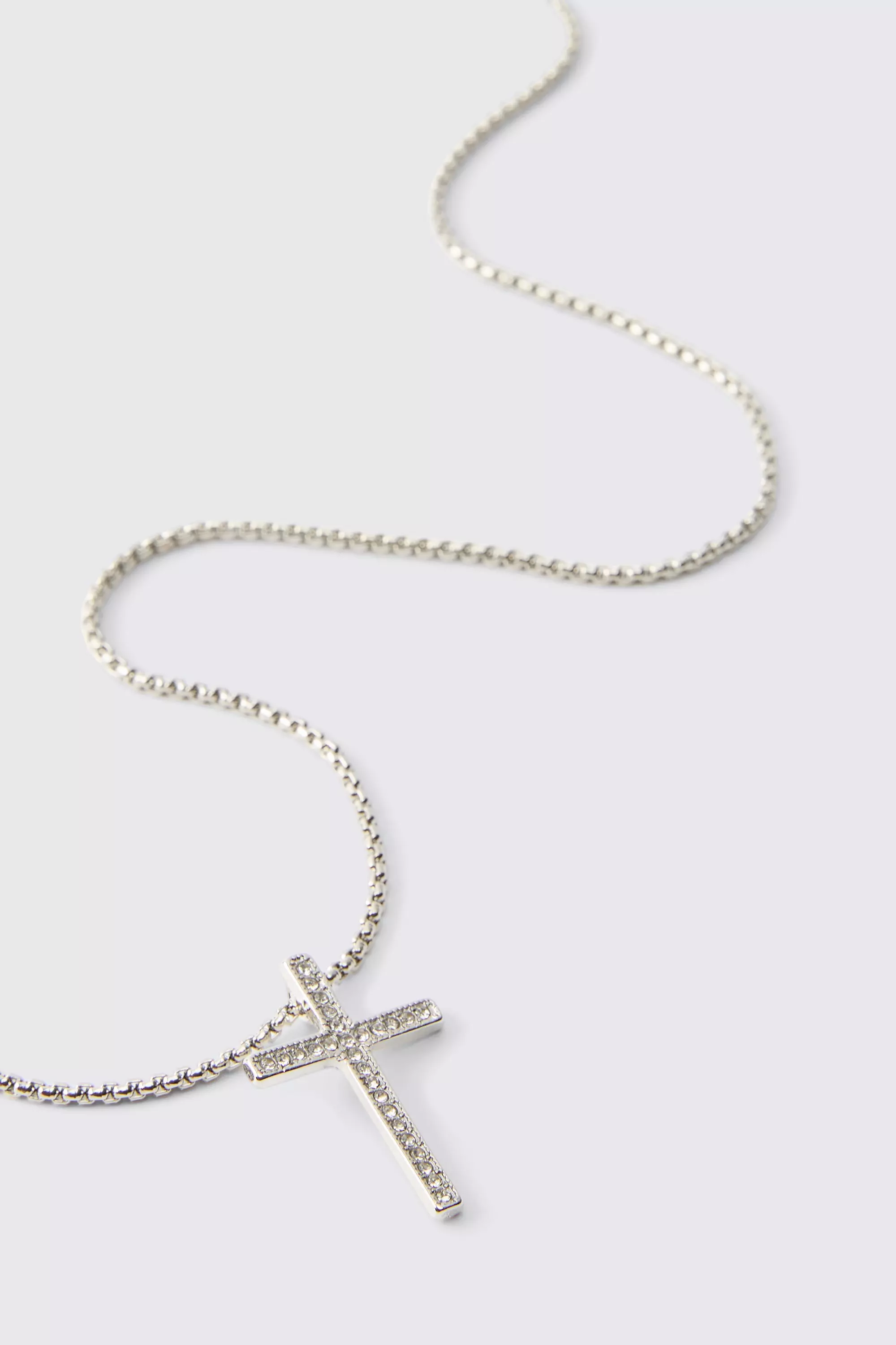 Halskette mit Strass-Ring und Kreuz, Silver alternatives Bild