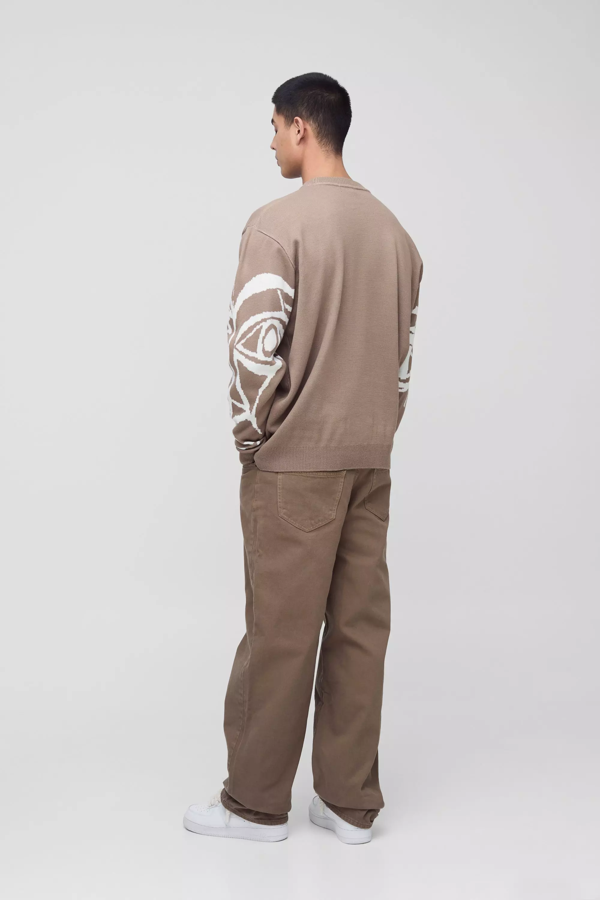 Tall - Pull oversize à imprimé abstrait, Taupe autre image