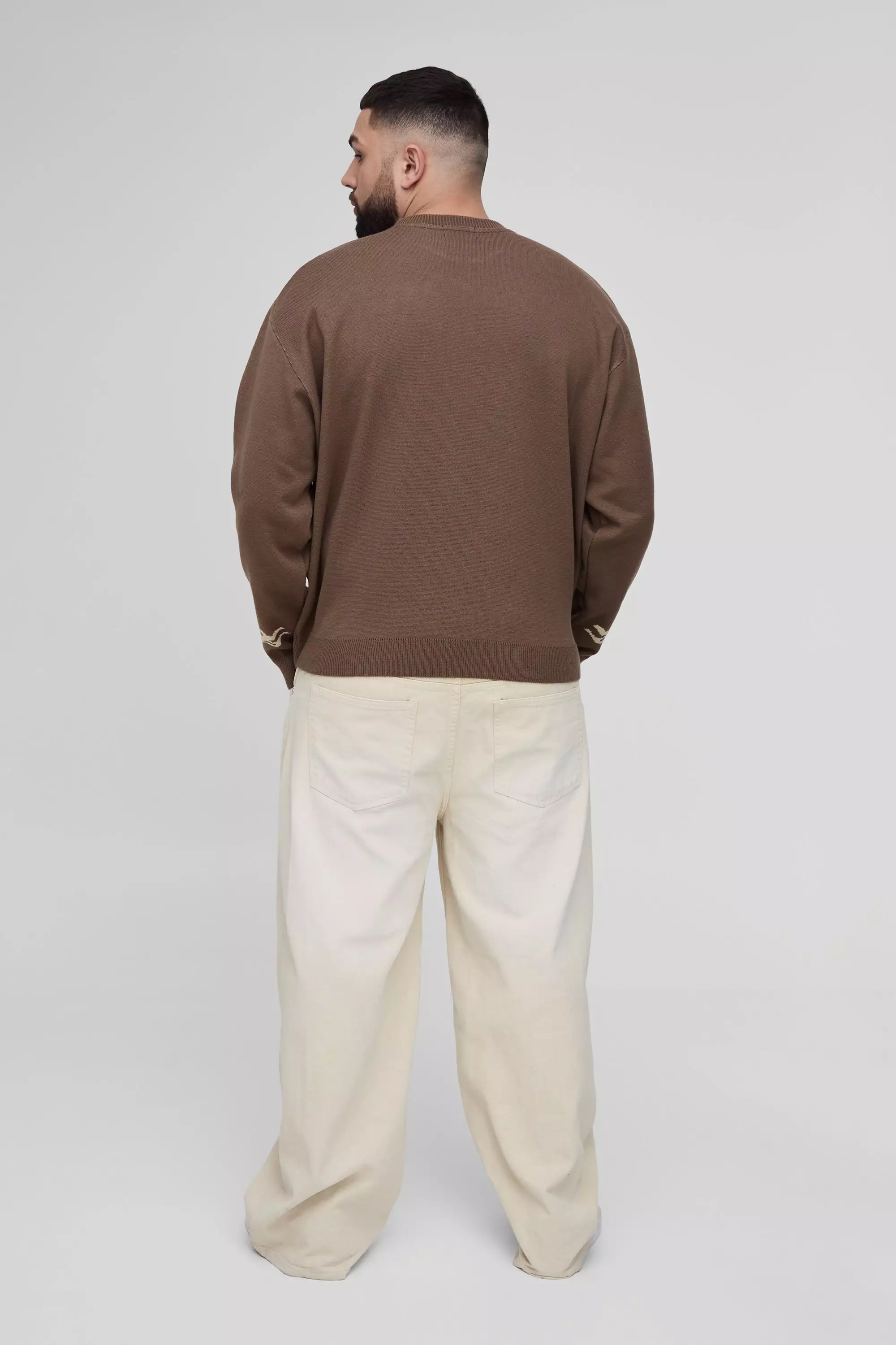 Grande taille - Pull oversize en maille, Taupe autre image