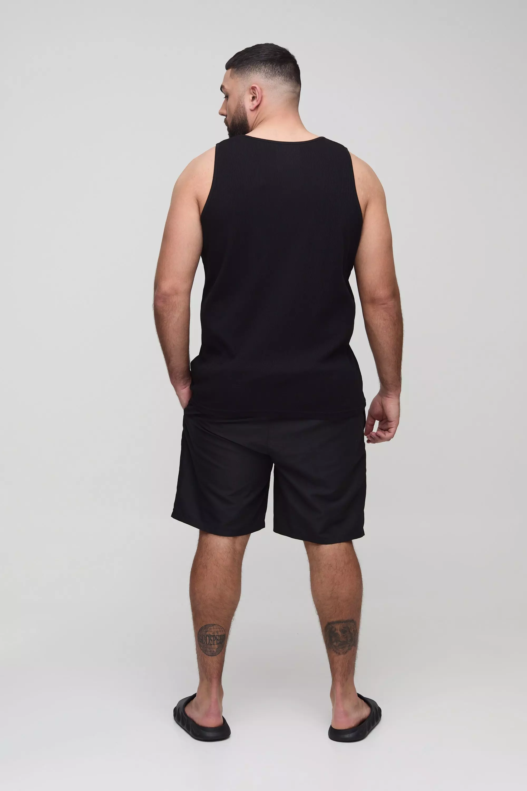 Black Plus  Mid Length Regular Fit Swim Shorts alternative image