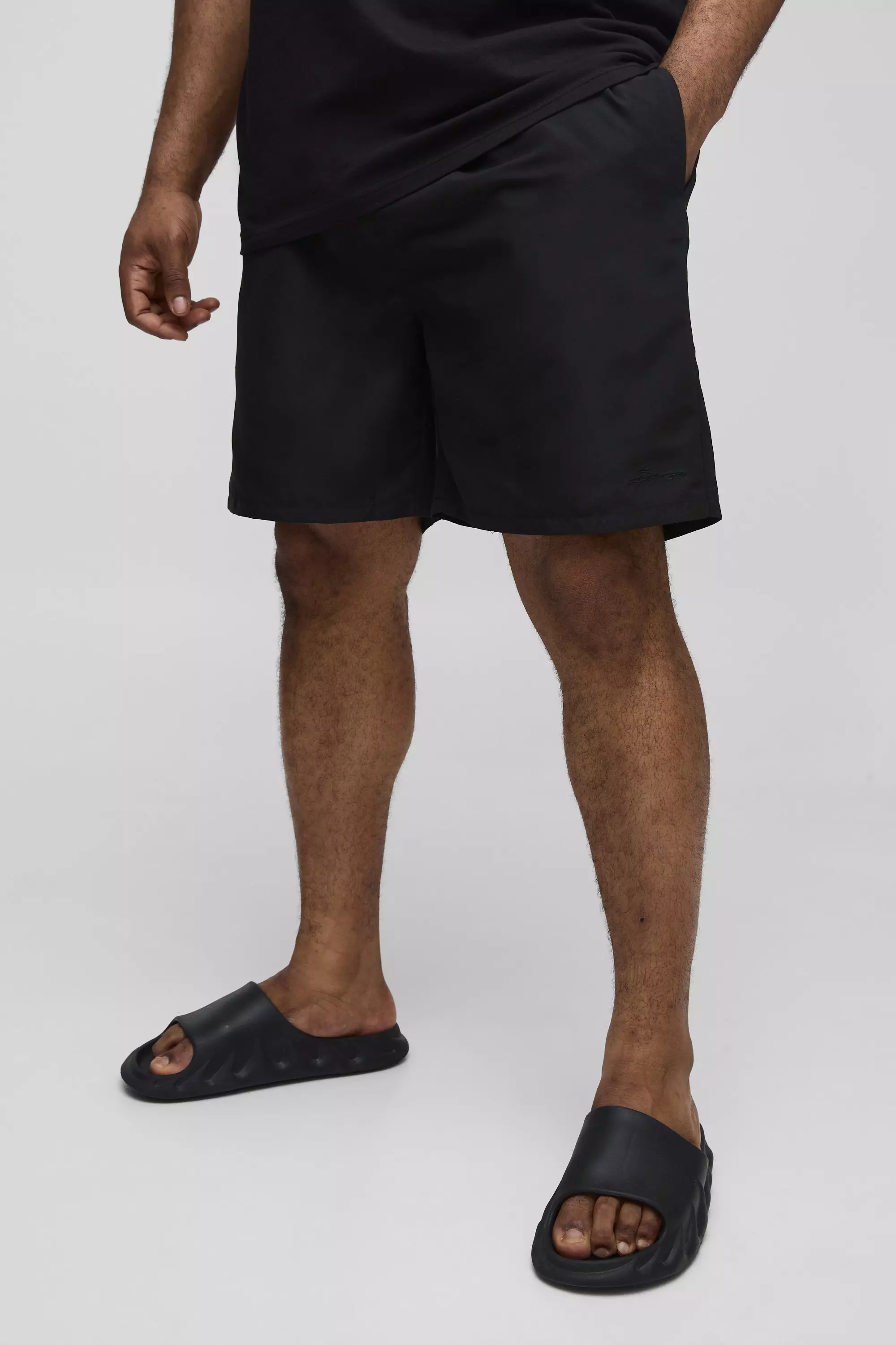 Black Plus Branded Mid Length Swim Shorts alternative image