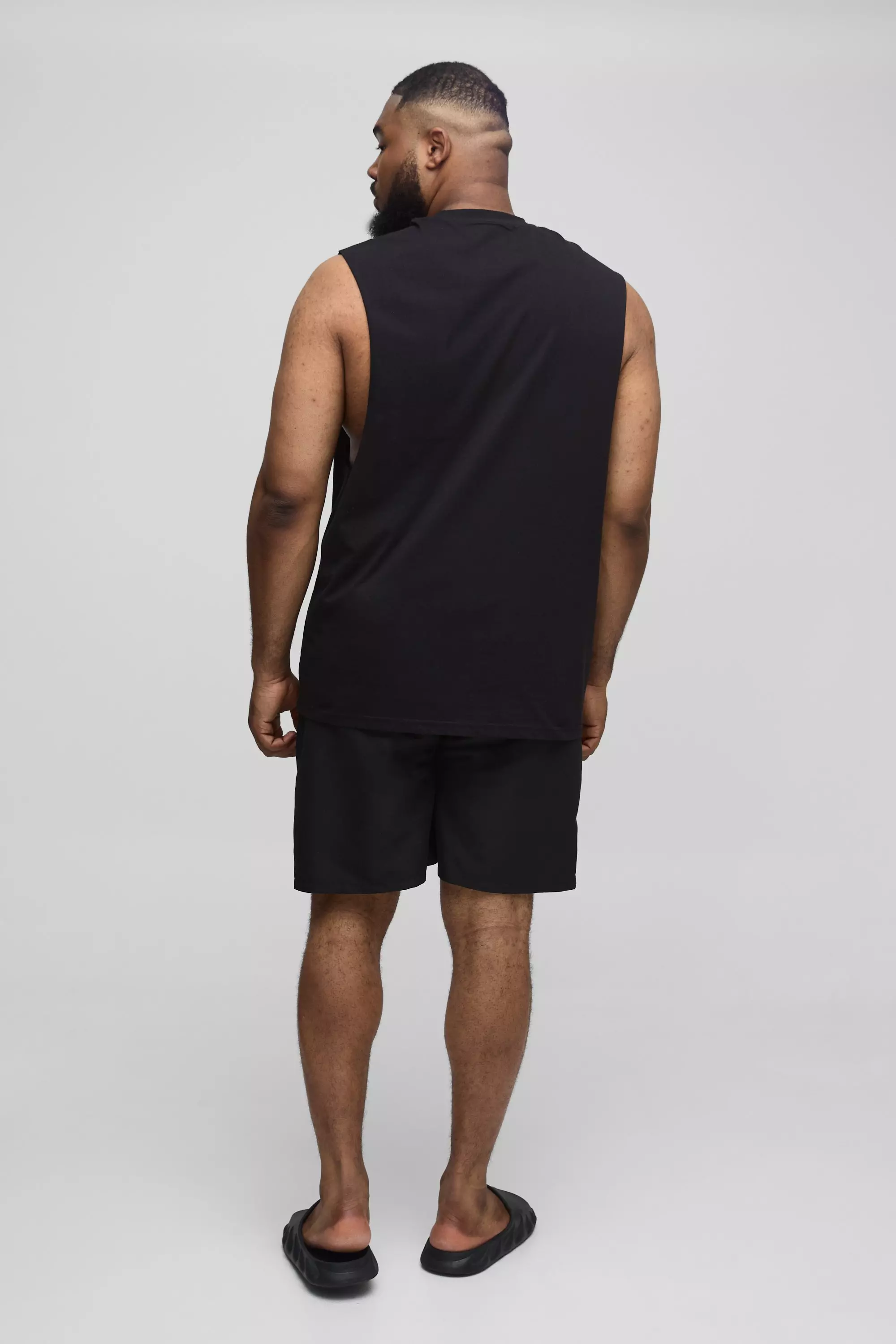 Black Plus Branded Mid Length Swim Shorts alternative image