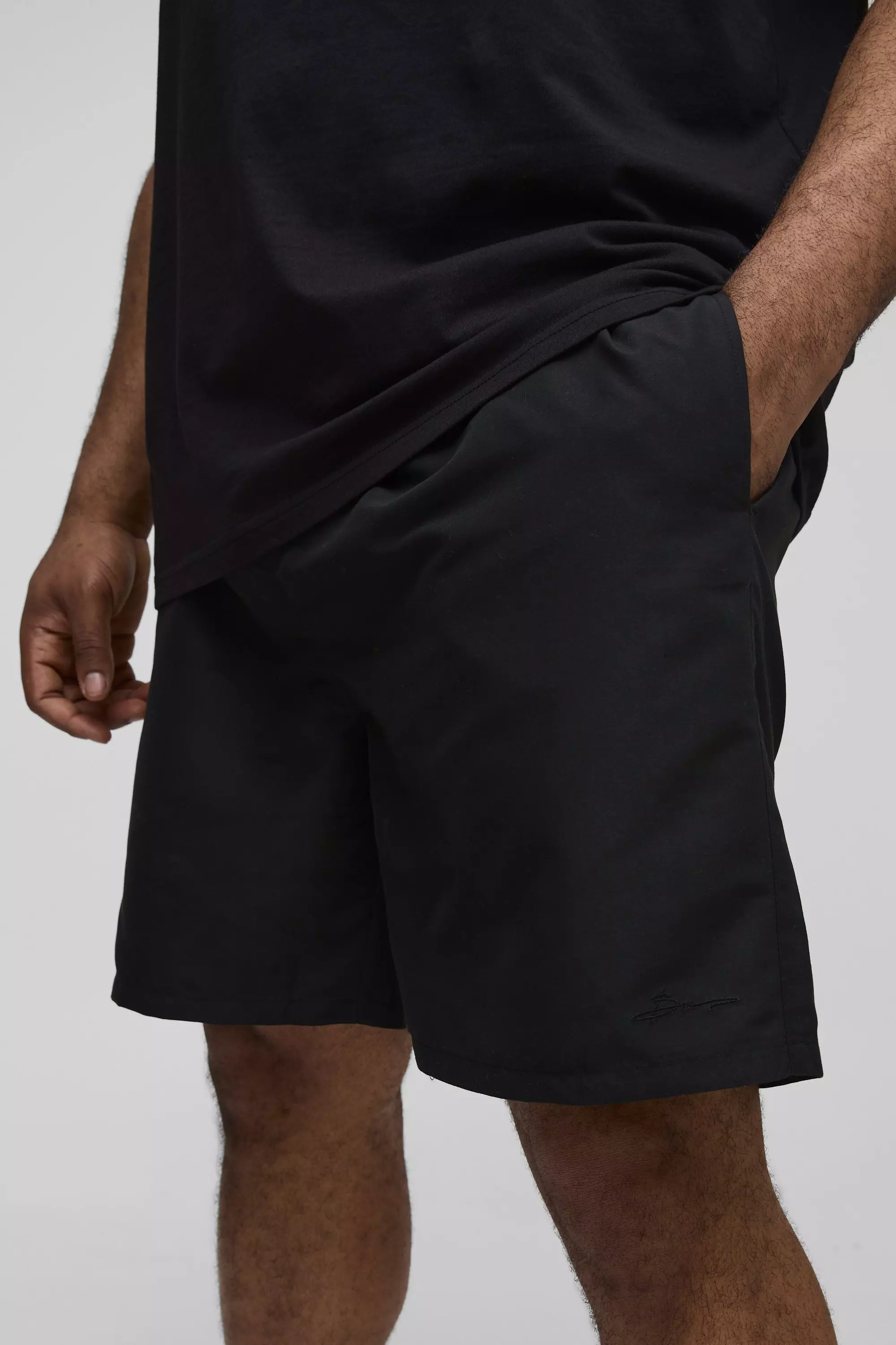 Black Plus Branded Mid Length Swim Shorts alternative image