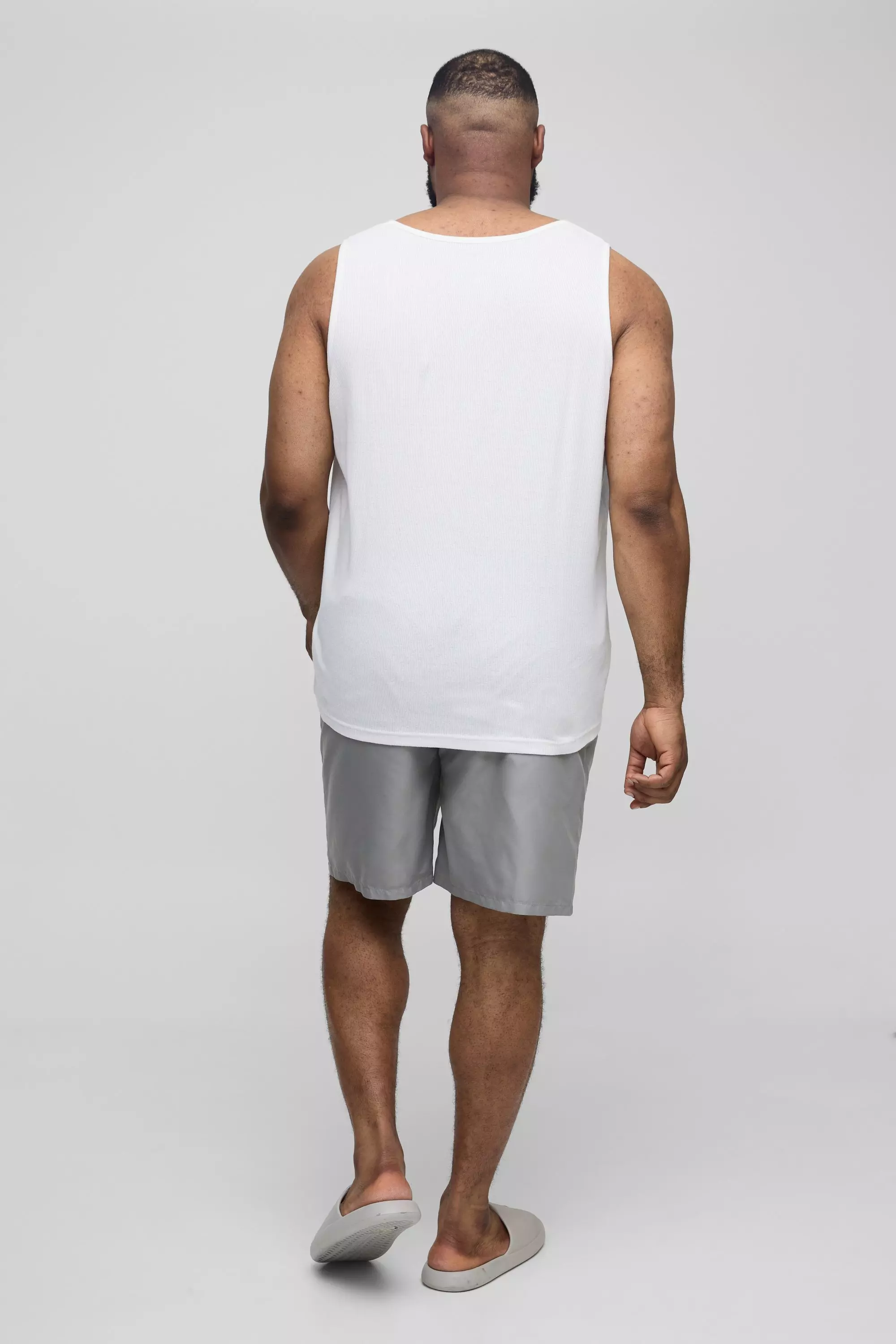 Grey Plus Branded Mid Length Regular Fit Swim Shorts alternative image