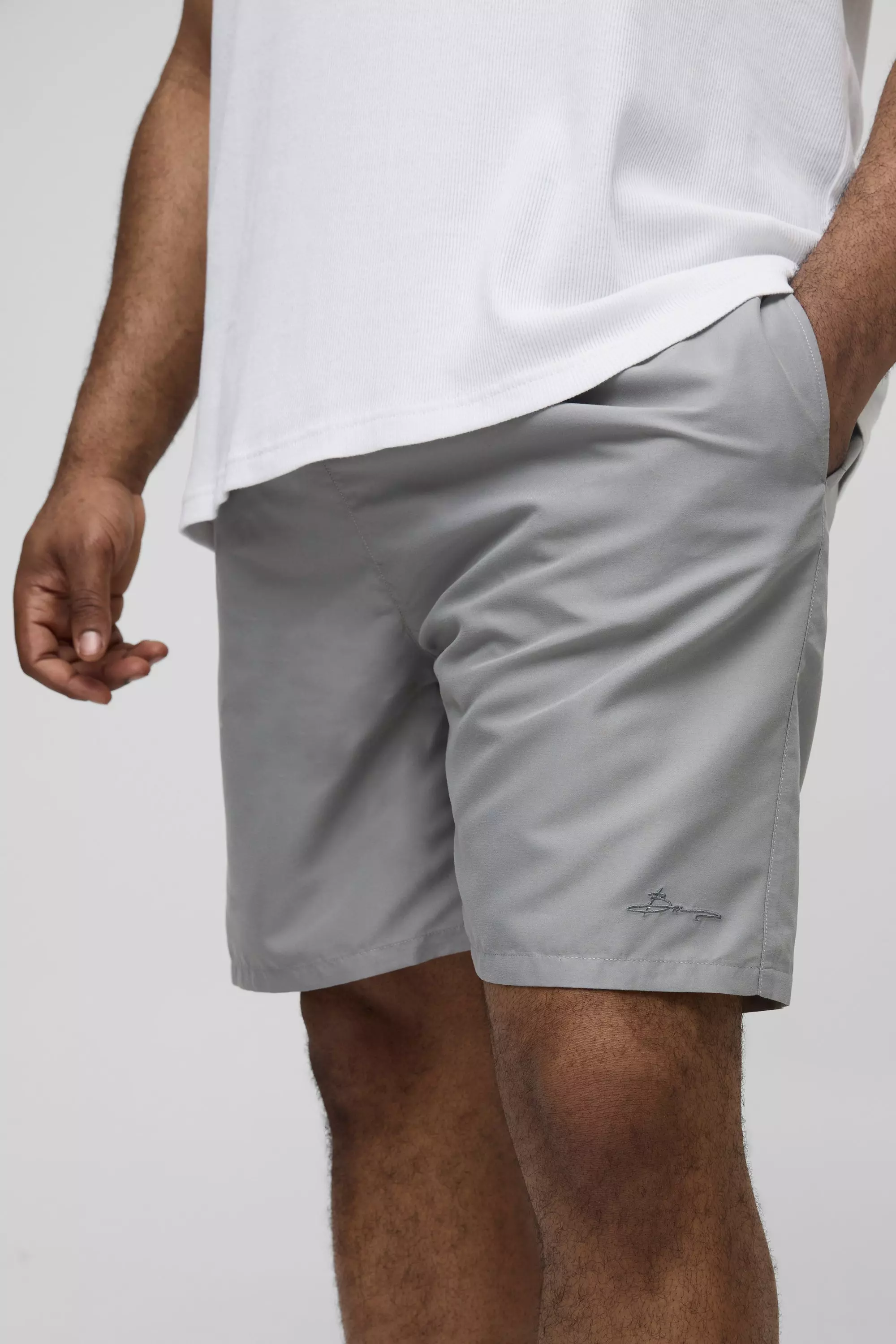 Grey Plus Branded Mid Length Regular Fit Swim Shorts alternative image