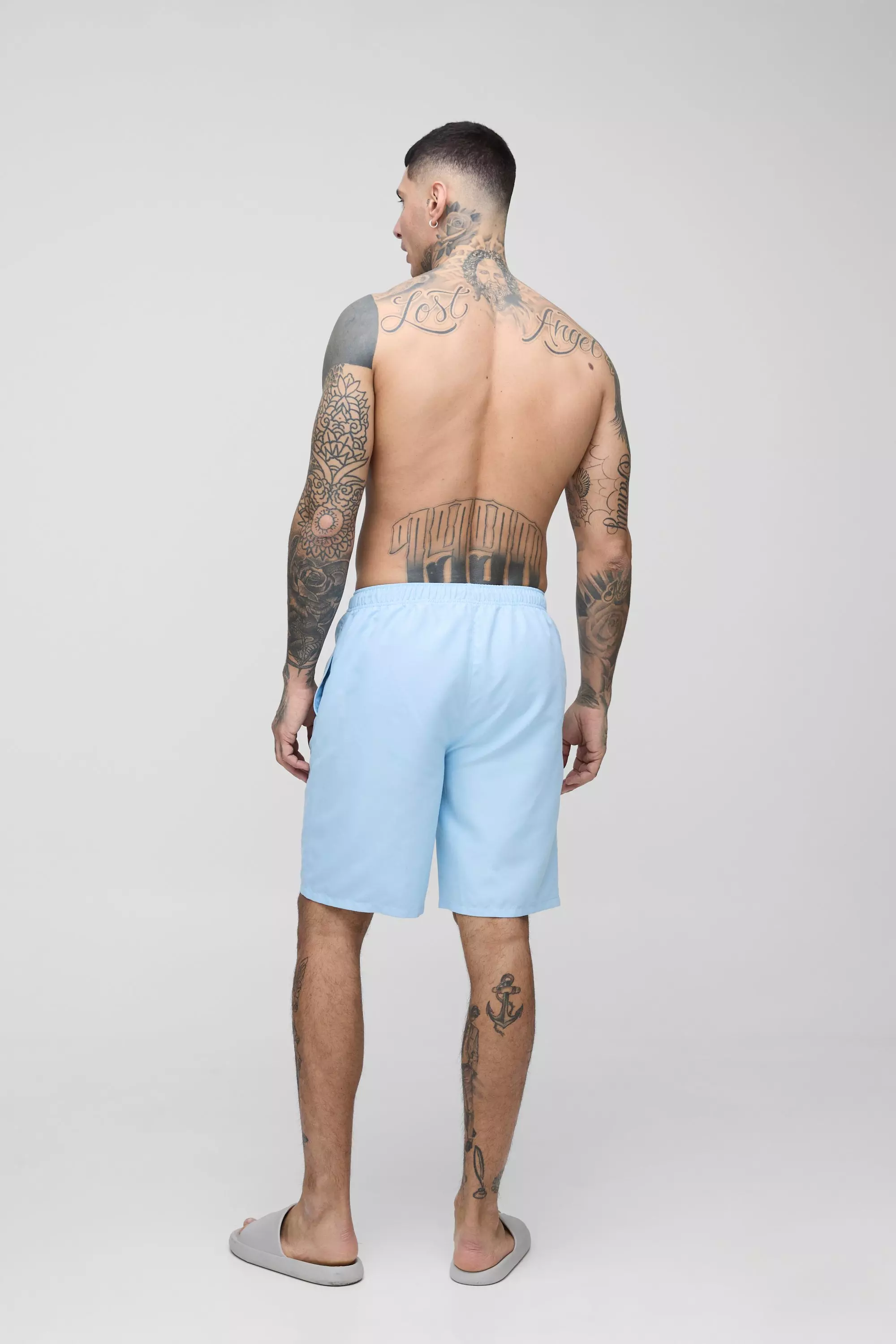 Light blue Tall Branded Long Length Regular Fit Swim Shorts alternative image