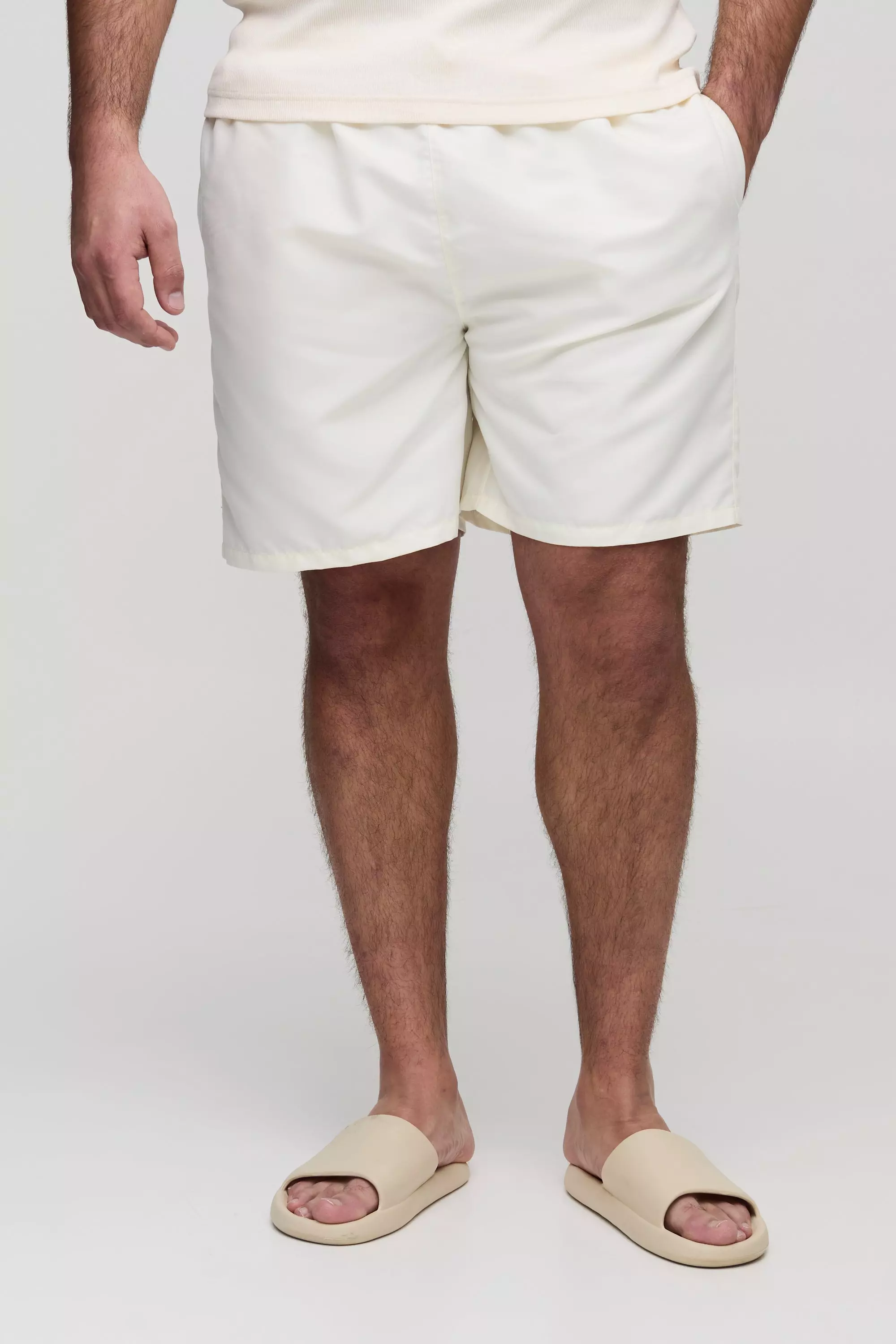 Ecru Plus Mid Length Regular Fit Swim Shorts alternative image