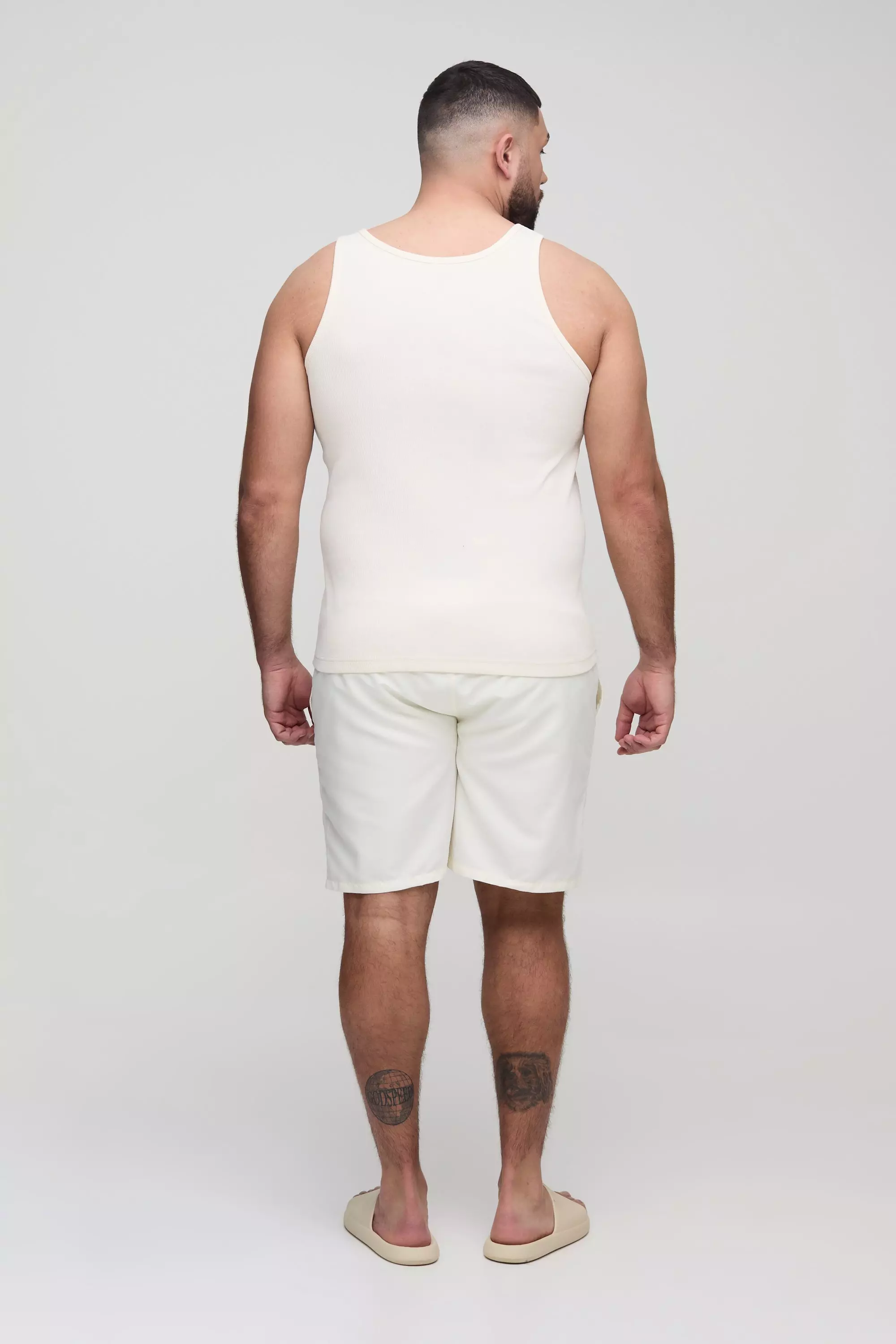 Ecru Plus Mid Length Regular Fit Swim Shorts alternative image