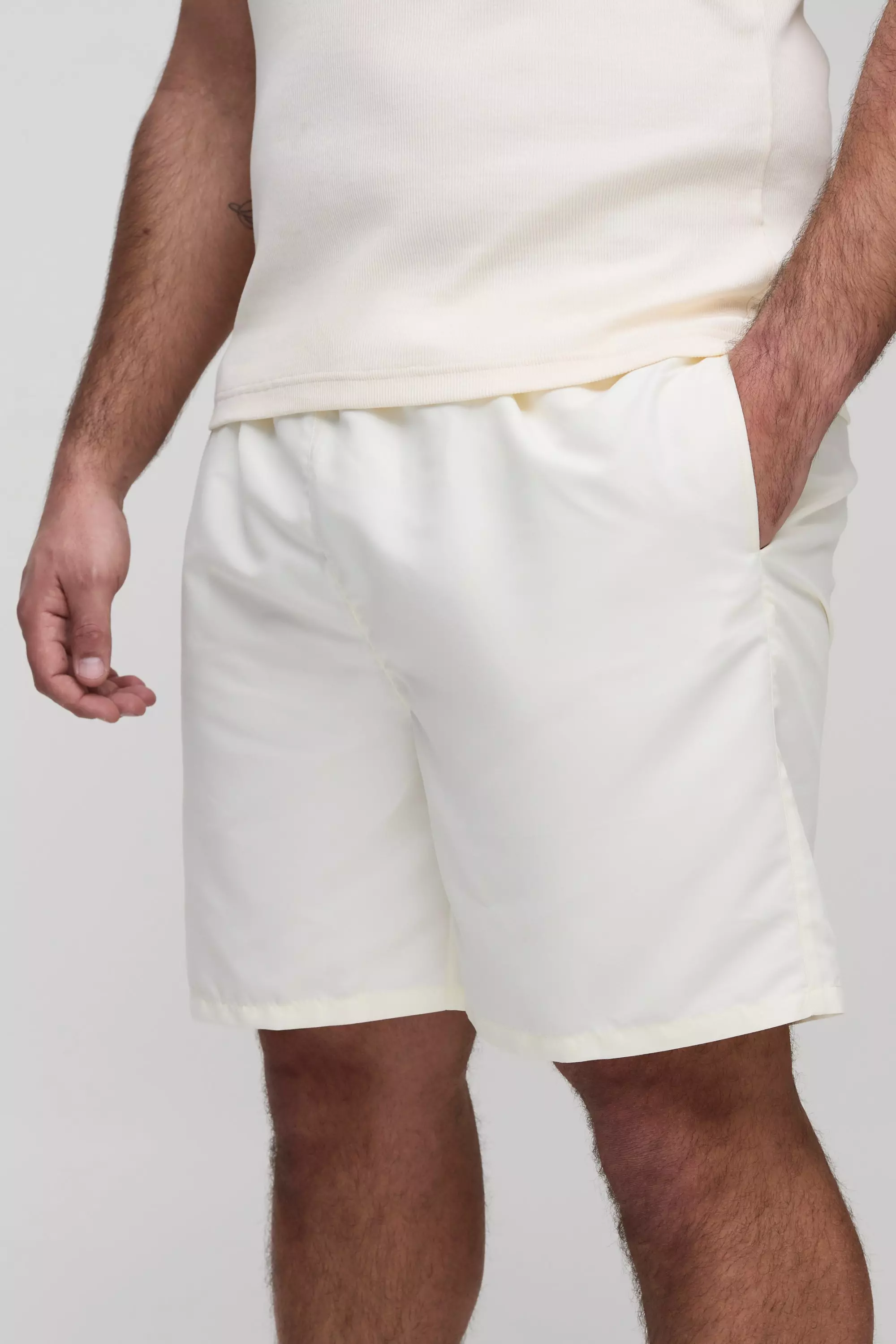 Ecru Plus Mid Length Regular Fit Swim Shorts alternative image